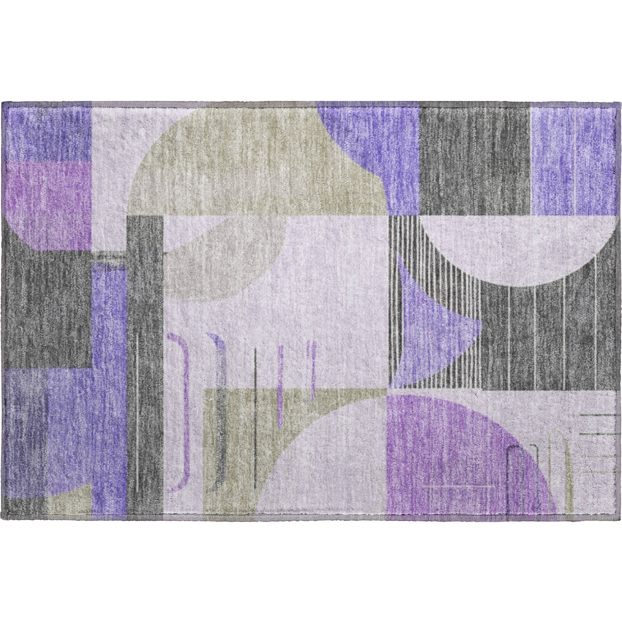 Oaxaca Machine Washable Transitional Lavender Purple Rug 1'8" x 2'6" #shape_Rectangle