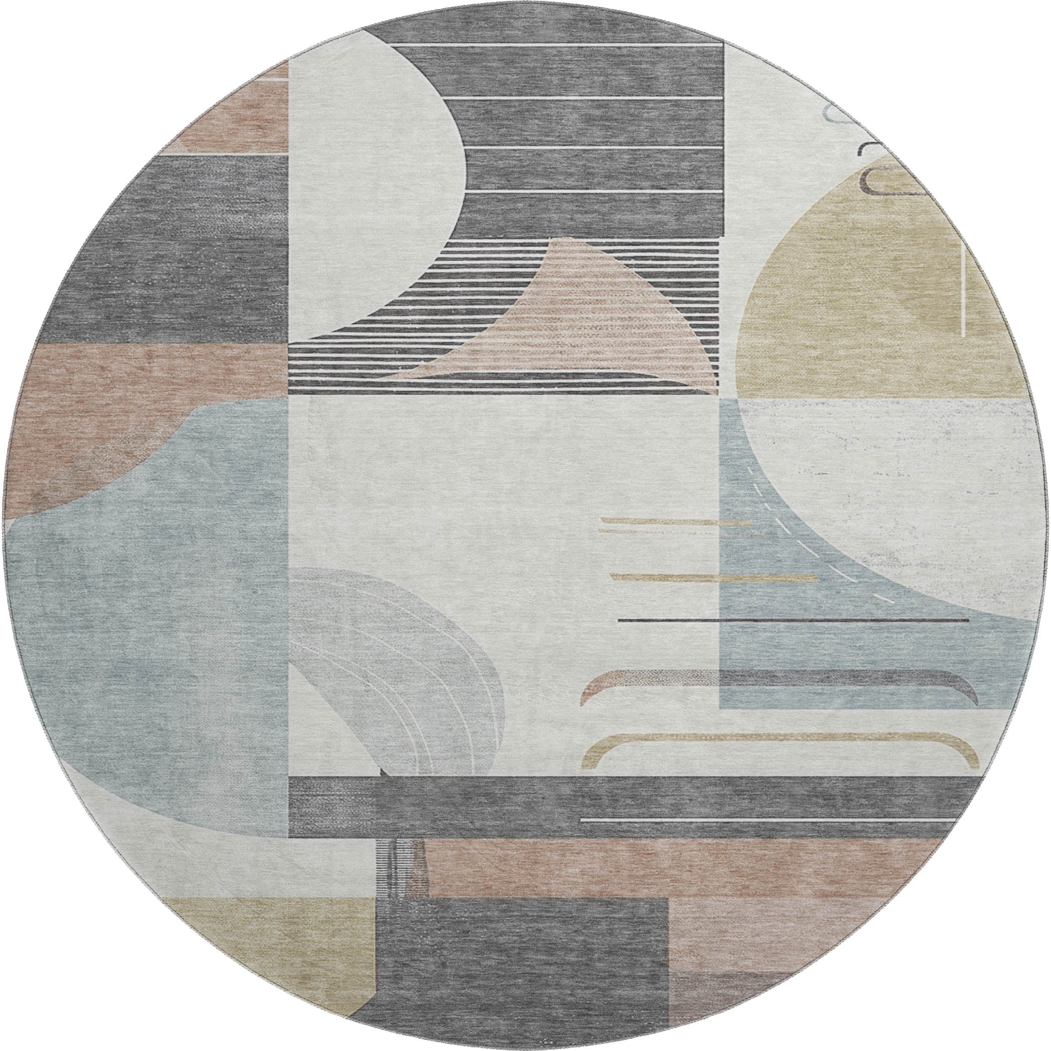 Oaxaca Machine Washable Transitional Paprika Orange Rug 8' x 8' #shape_Round