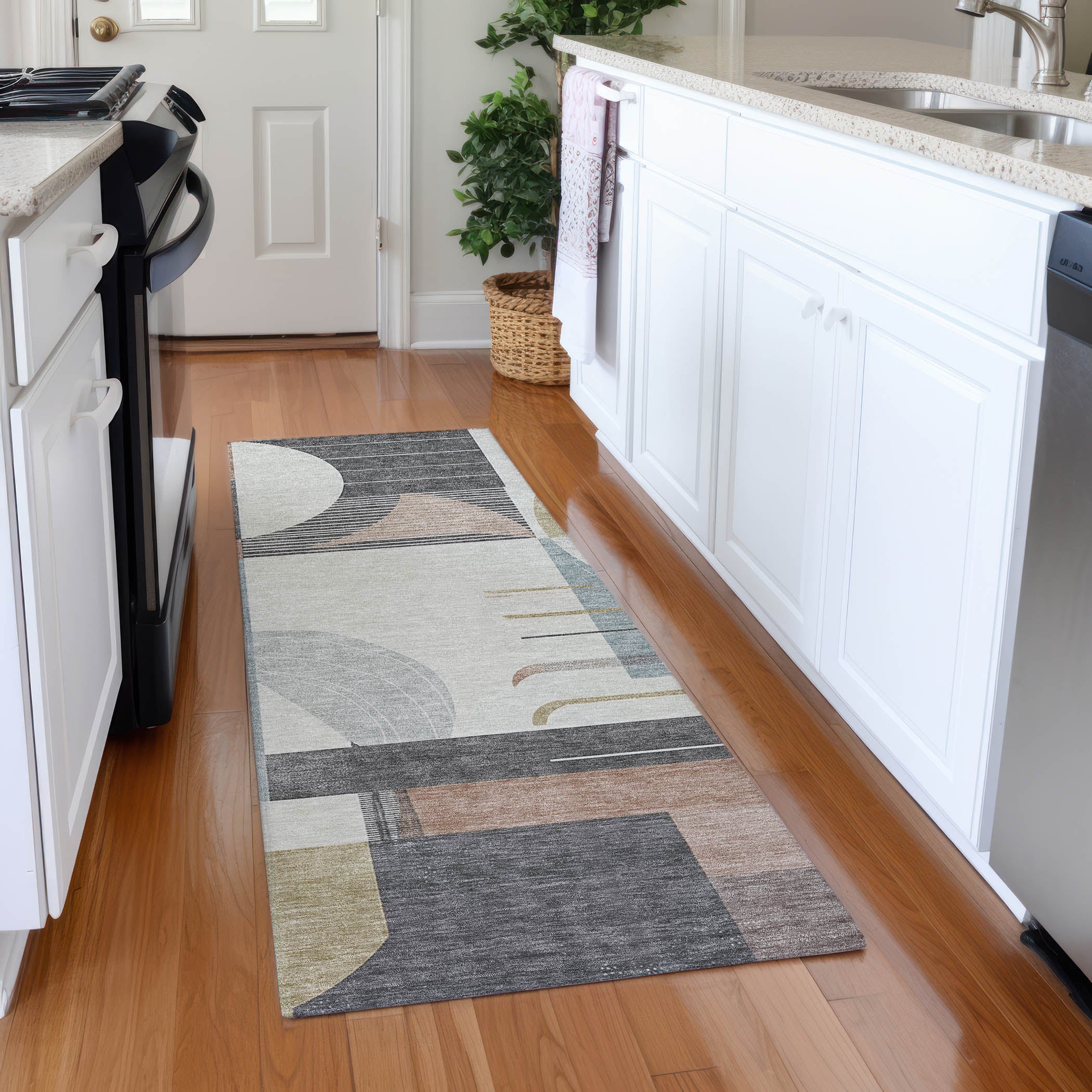 Oaxaca Machine Washable Transitional Paprika Orange Rug 2'3" x 7'6" #shape_Runner