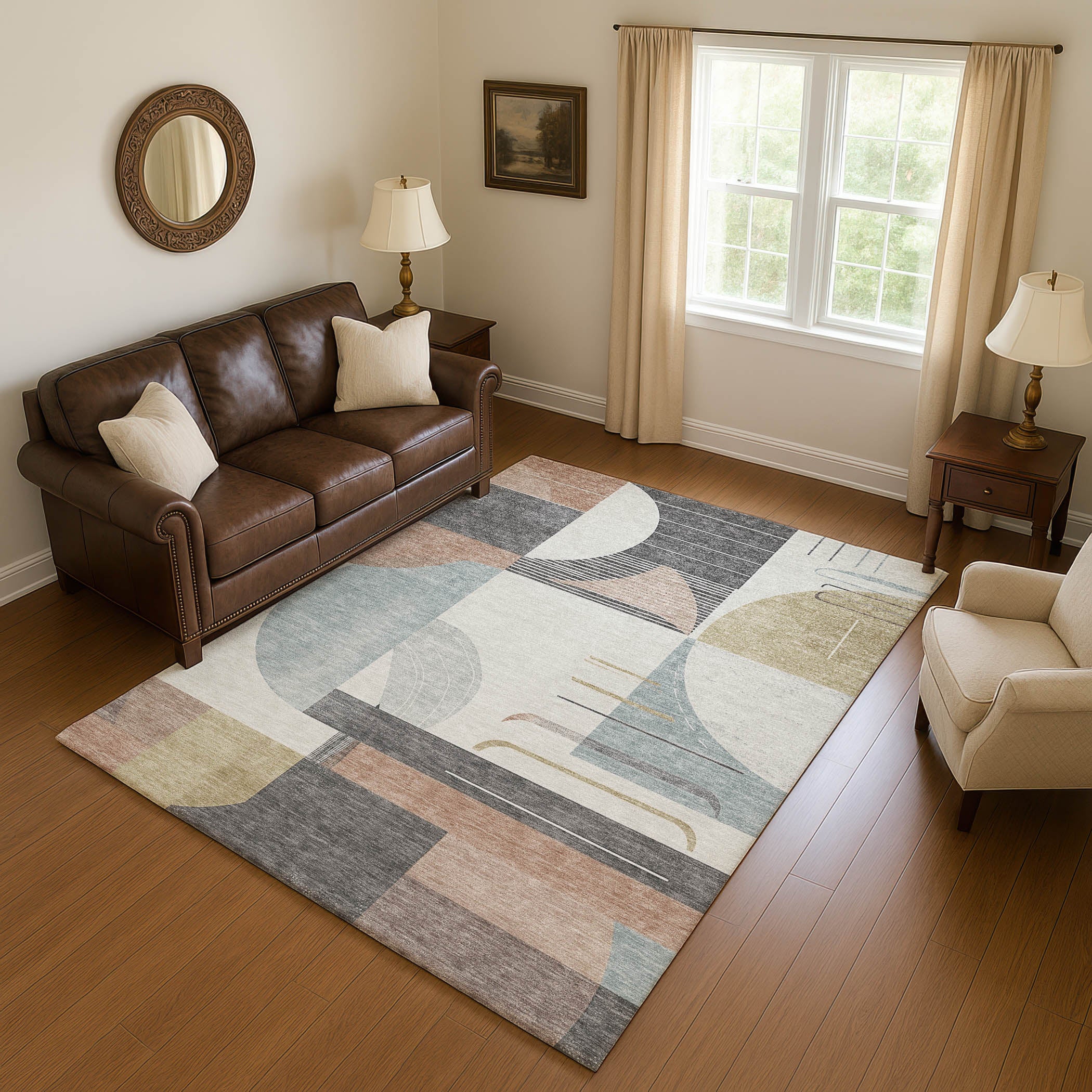 Oaxaca Machine Washable Transitional Paprika Orange Rug 2'6" x 3'10" #shape_Rectangle