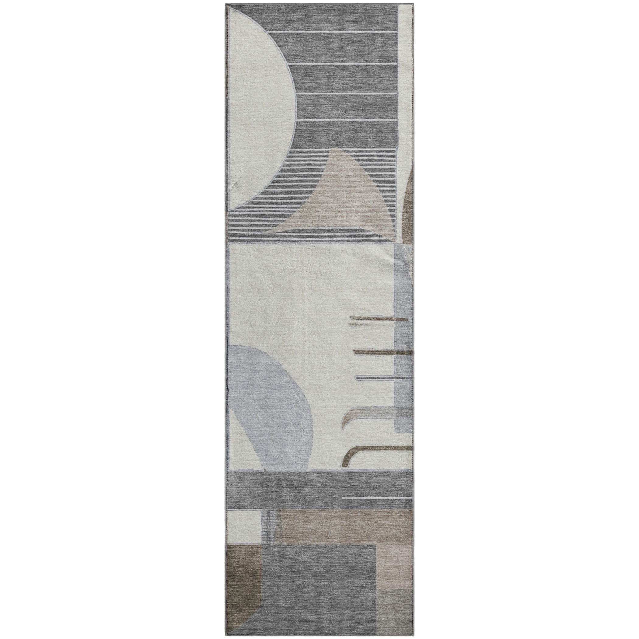 Oaxaca Machine Washable Transitional Taupe Brown Rug 2'3" x 7'6" #shape_Runner
