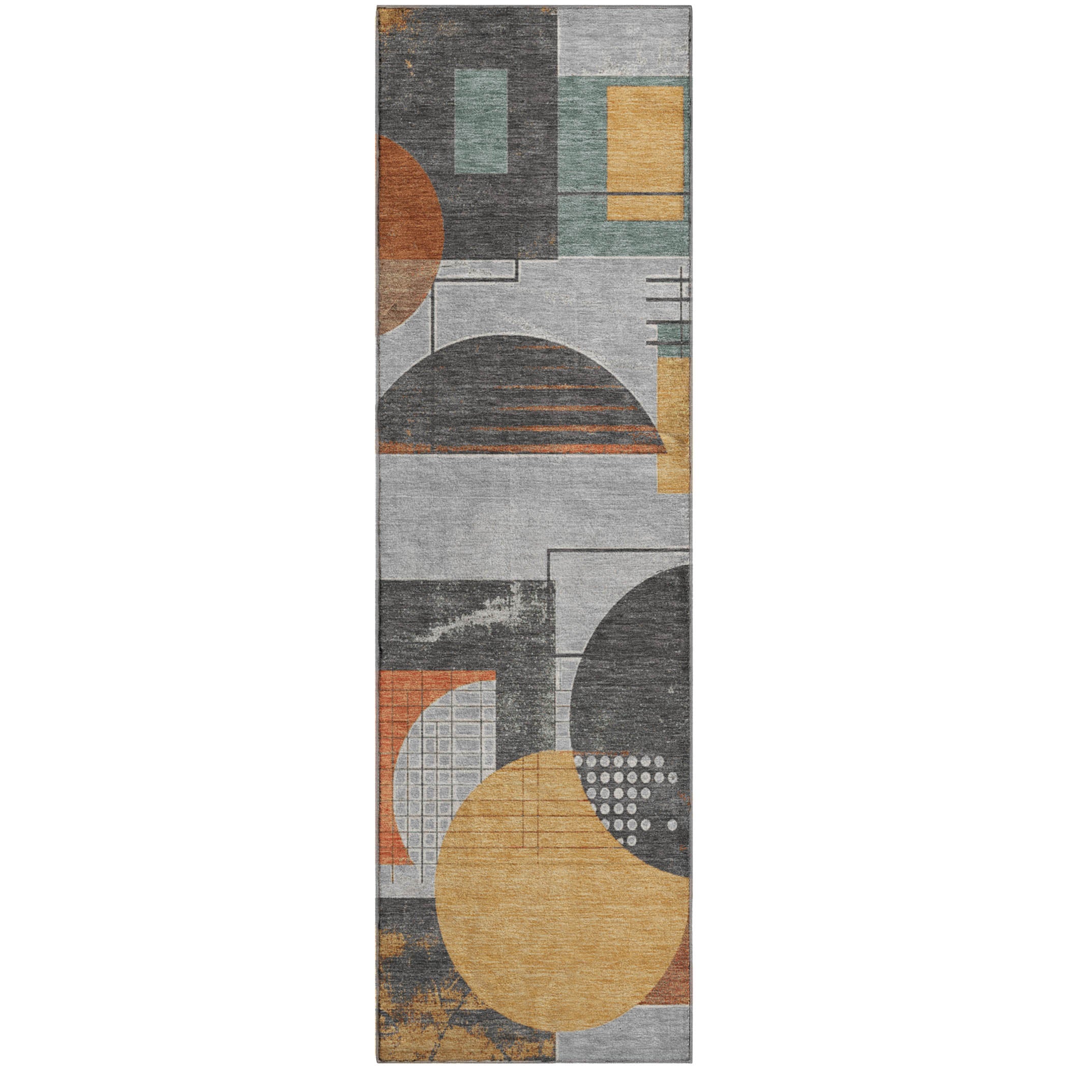 Split Machine Washable Transitional Gray Rug 2'3" x 7'6" #shape_Runner