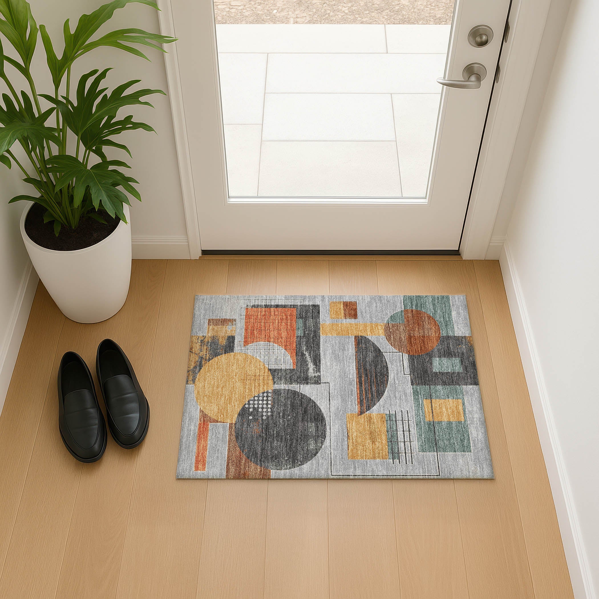 Split Machine Washable Transitional Gray Rug 1'8" x 2'6" #shape_Rectangle