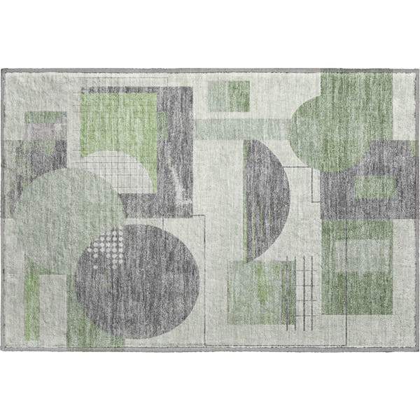 Split Machine Washable Transitional Green Rug 1'8" x 2'6"