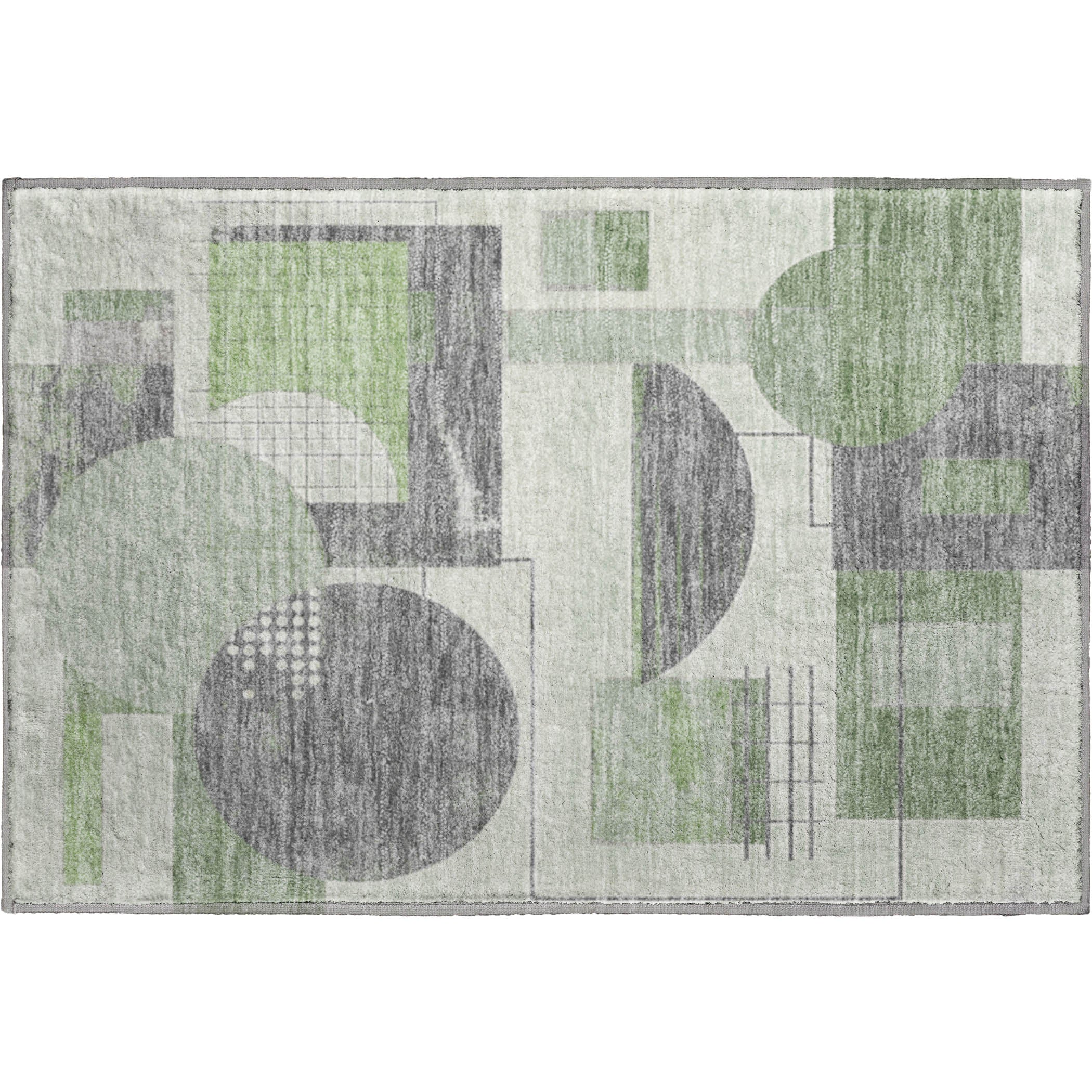 Split Machine Washable Transitional Green Rug 1'8" x 2'6" #shape_Rectangle