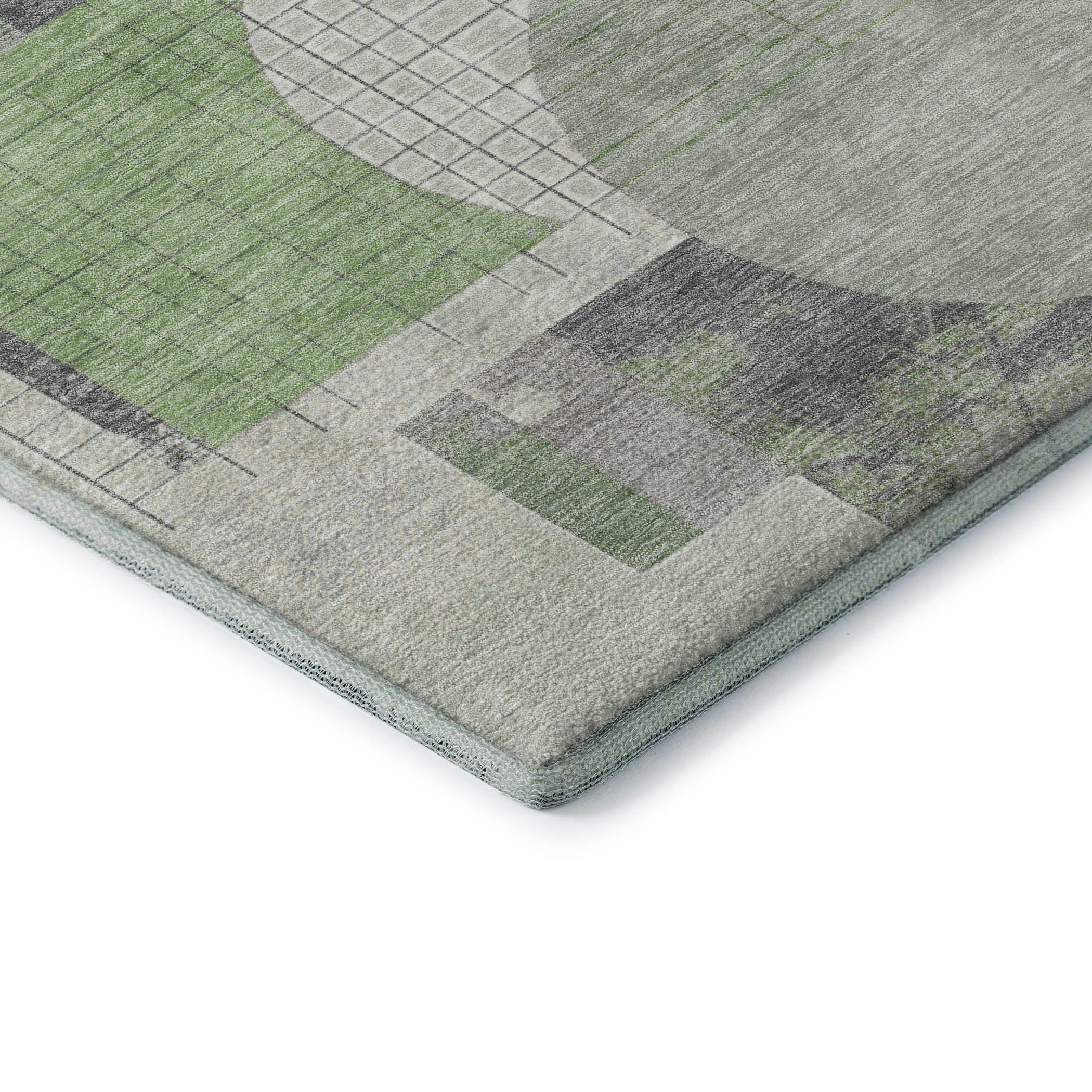 Split Machine Washable Transitional Green Rug 1'8" x 2'6" #shape_Rectangle