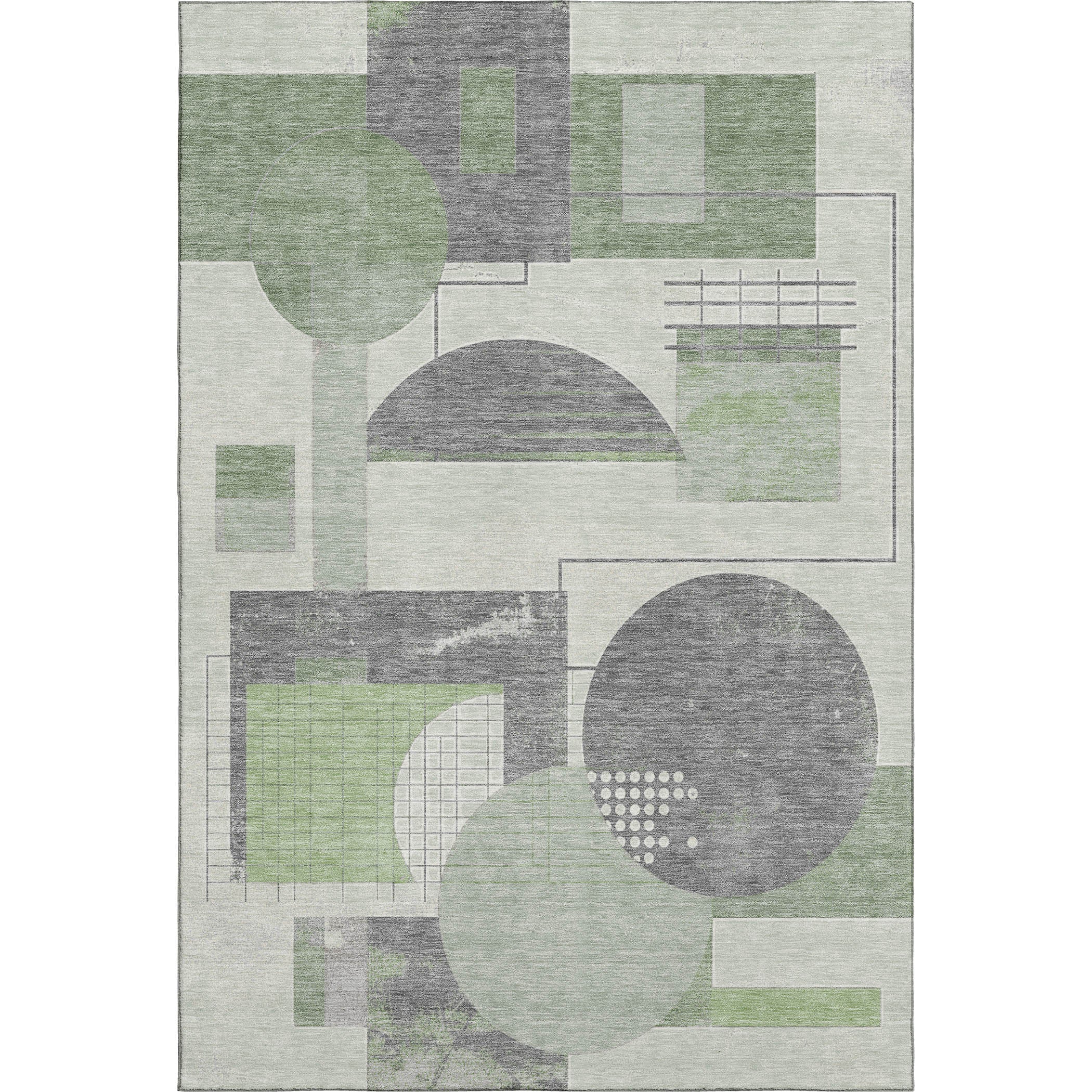 Split Machine Washable Transitional Green Rug 2'6" x 3'10" #shape_Rectangle