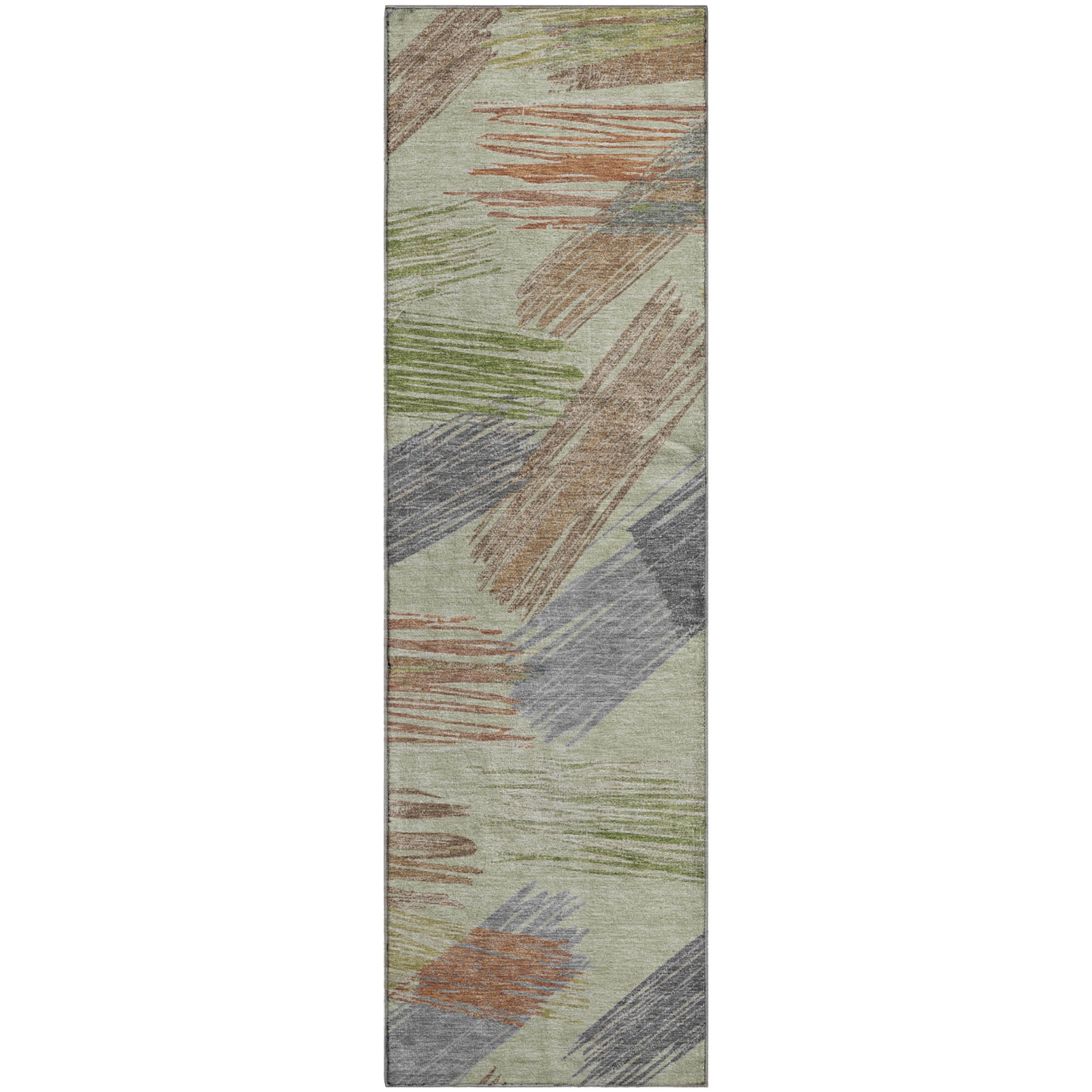 Bruges Machine Washable Transitional Aloe Green Rug 2'3" x 7'6" #shape_Runner