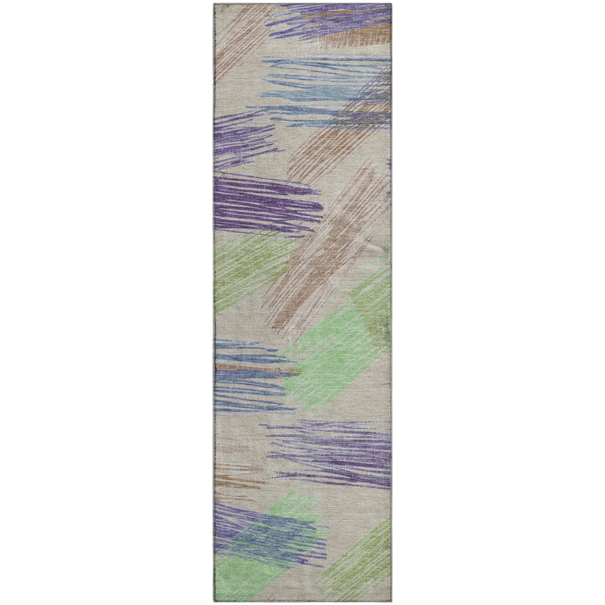 Bruges Machine Washable Transitional Beige Brown Rug 2'3" x 7'6" #shape_Runner