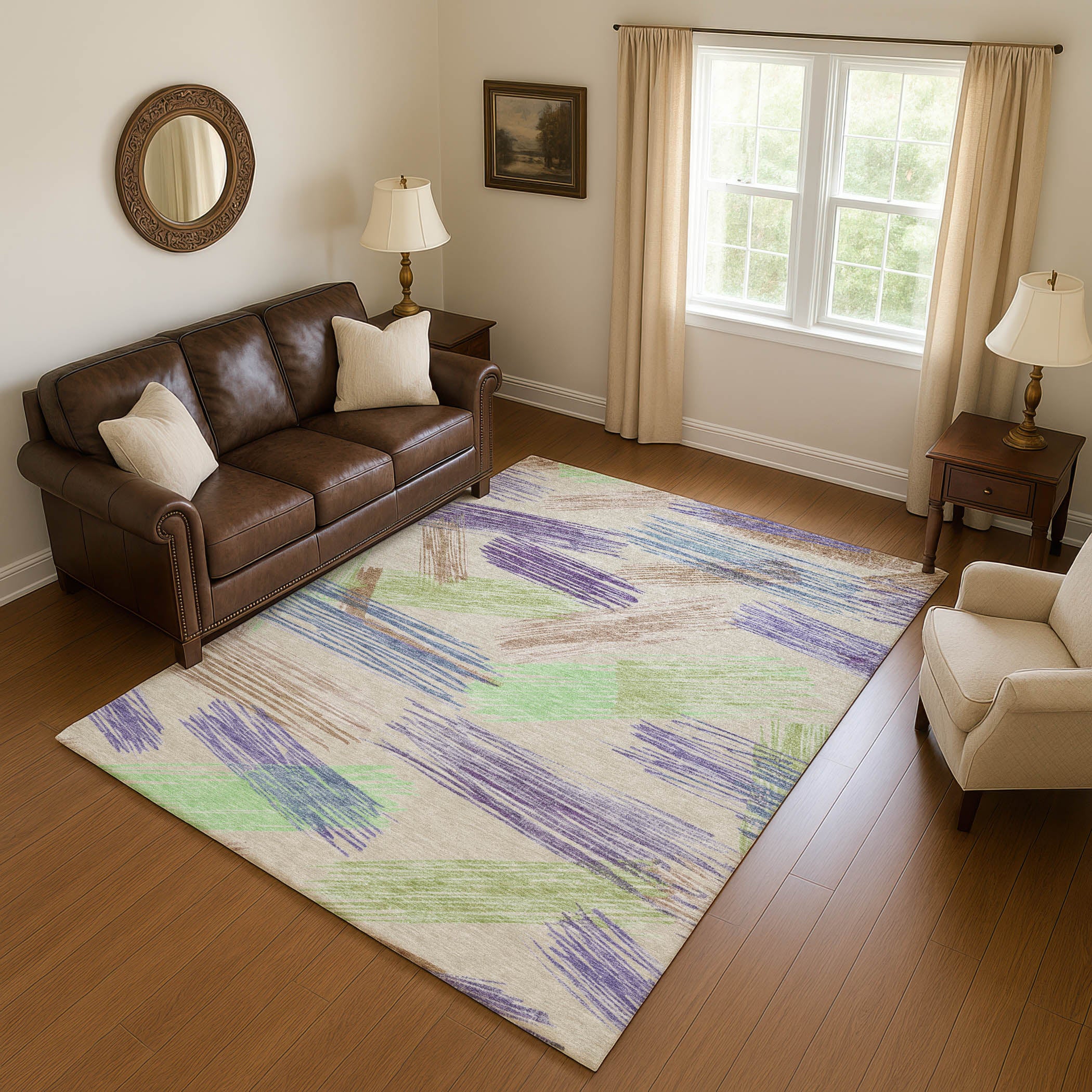 Bruges Machine Washable Transitional Beige Brown Rug 2'6" x 3'10" #shape_Rectangle