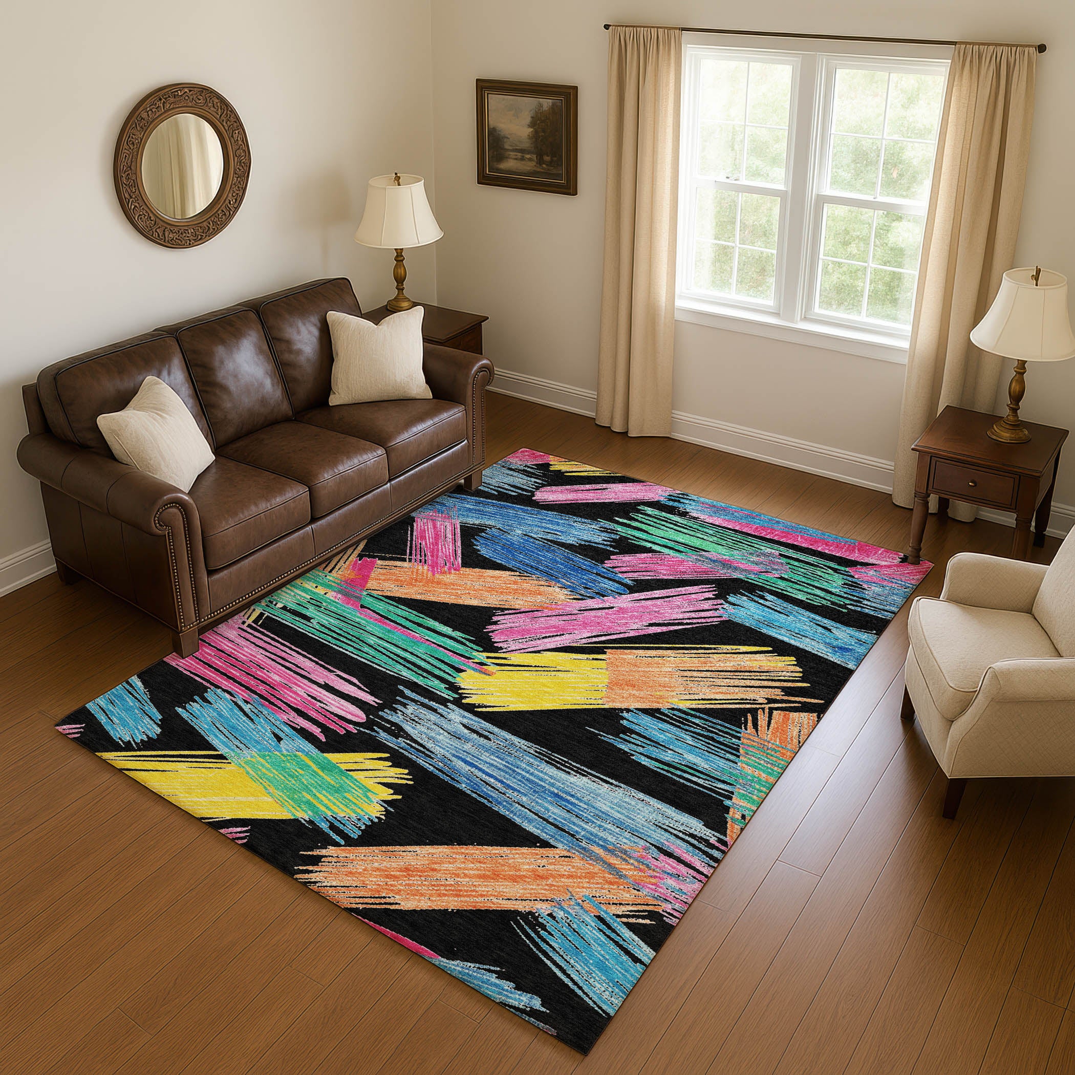 Bruges Machine Washable Transitional Black Rug 2'6" x 3'10" #shape_Rectangle