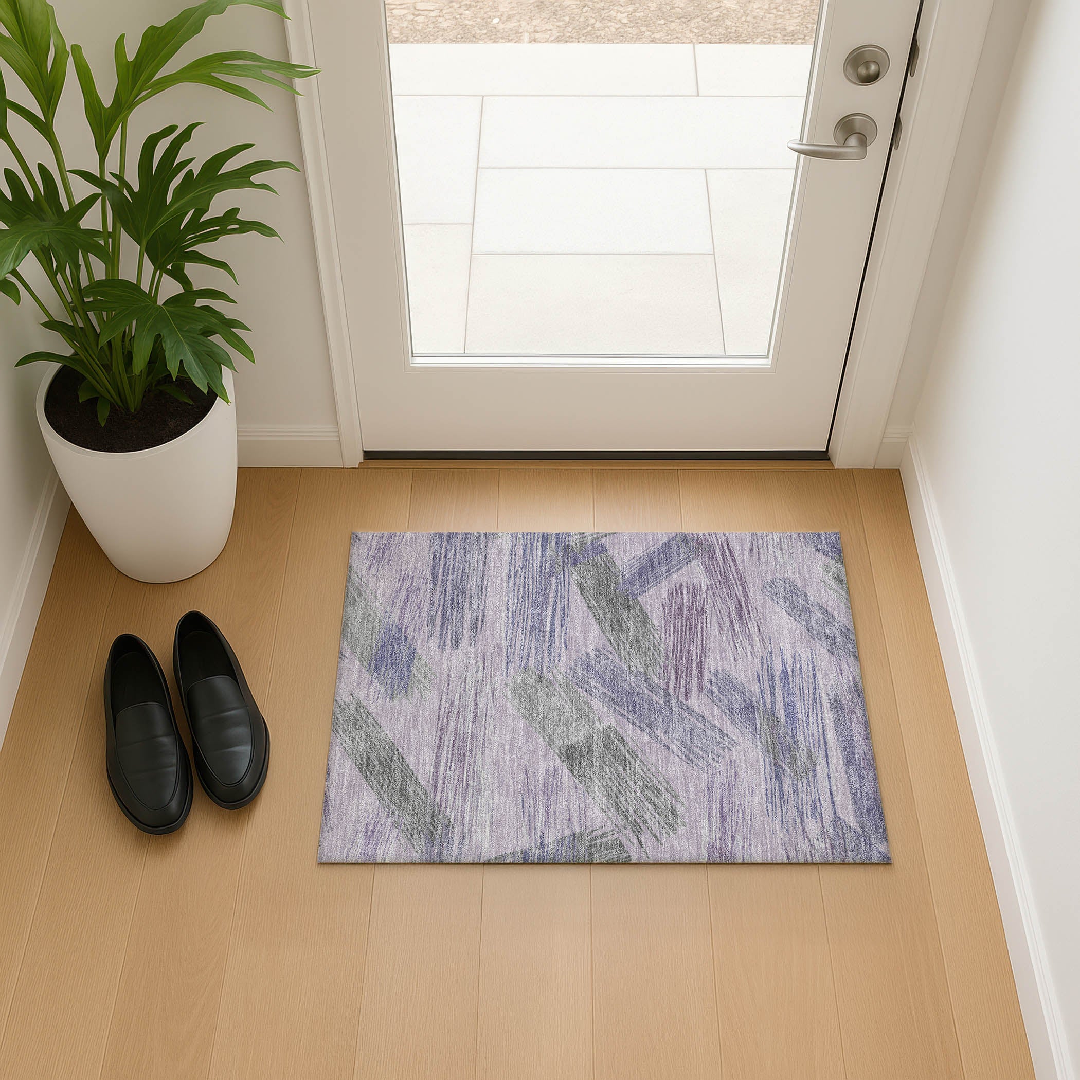 Bruges Machine Washable Transitional Lavender Purple Rug 1'8" x 2'6" #shape_Rectangle