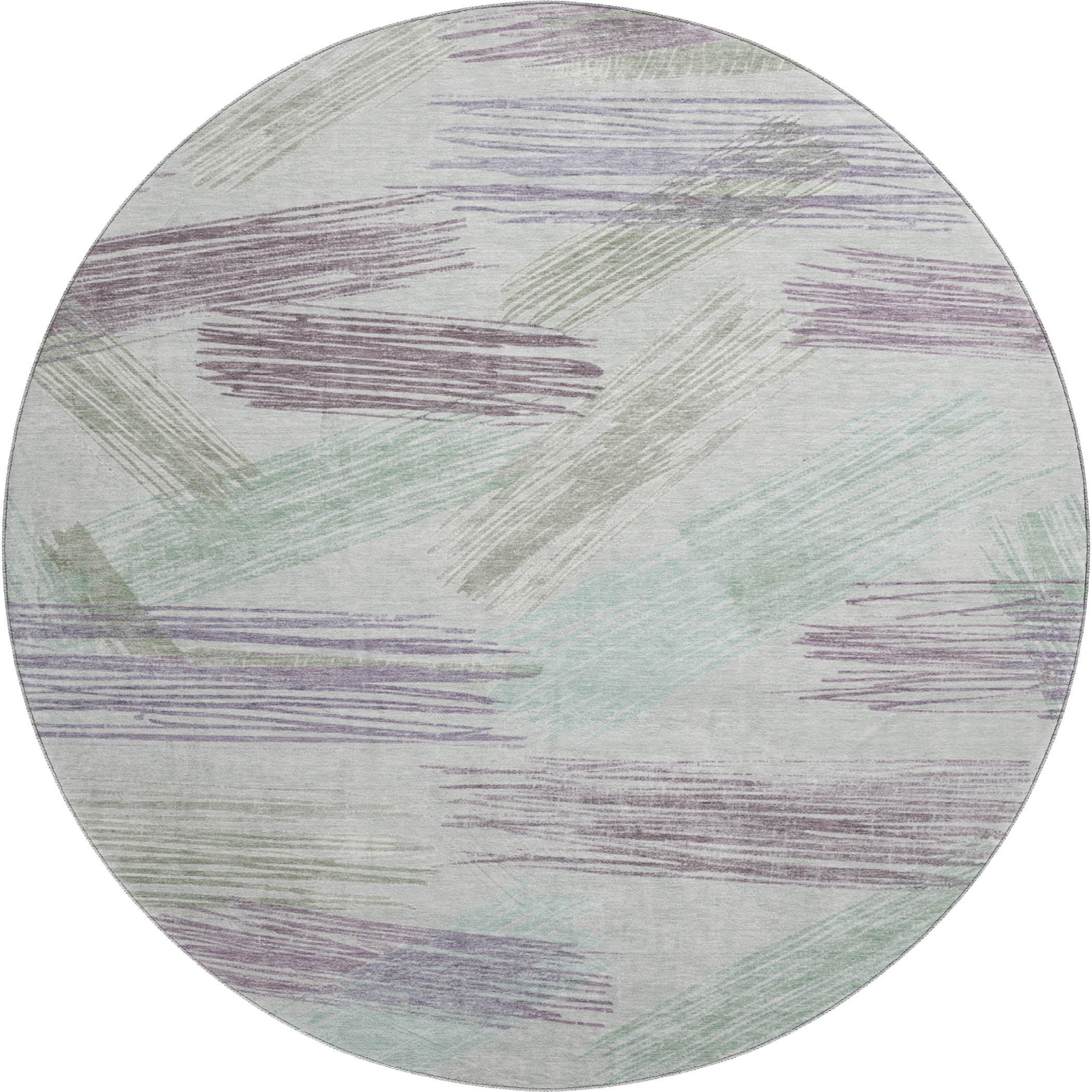 Bruges Machine Washable Transitional Sage Green Rug 8' x 8' #shape_Round