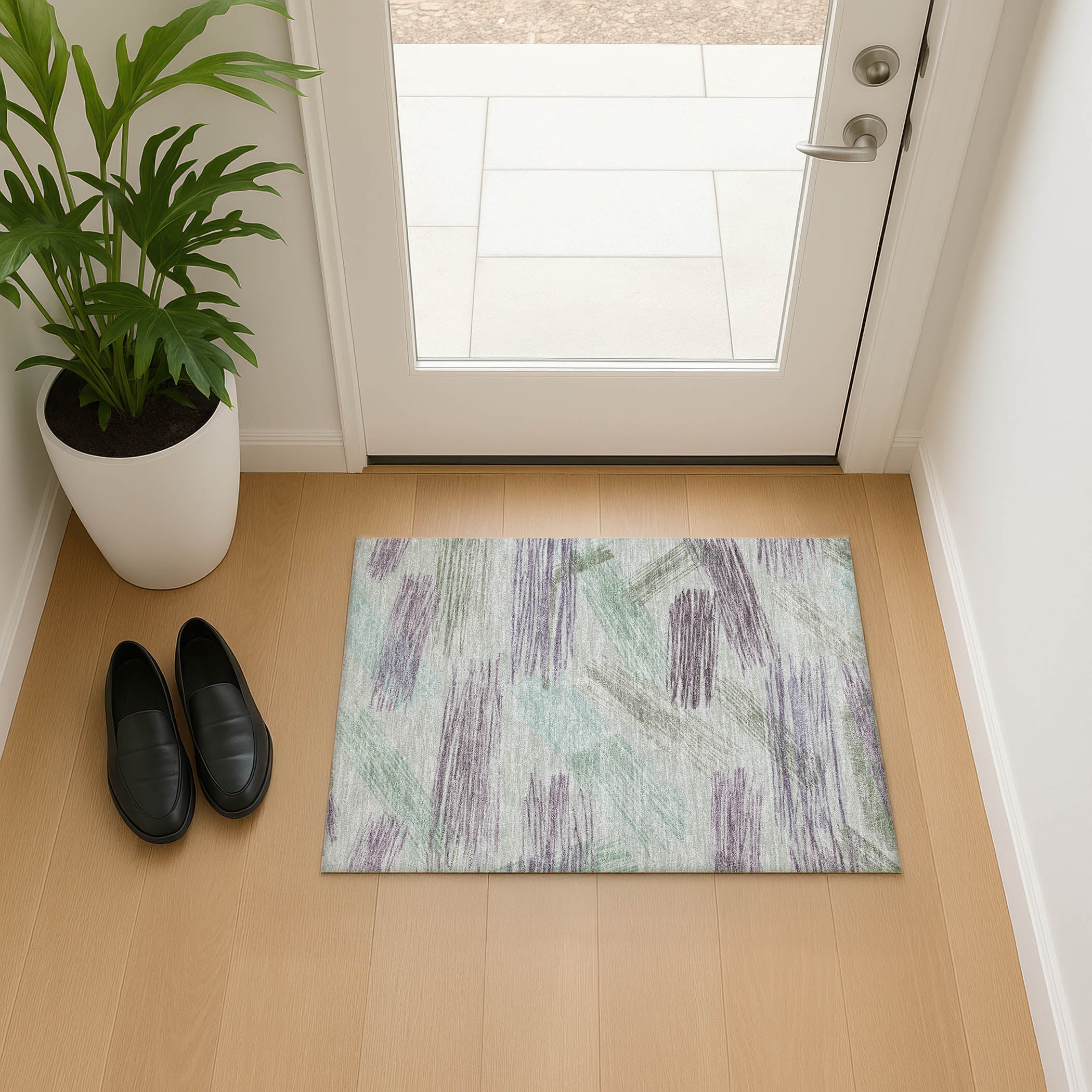 Bruges Machine Washable Transitional Sage Green Rug 1'8" x 2'6" #shape_Rectangle