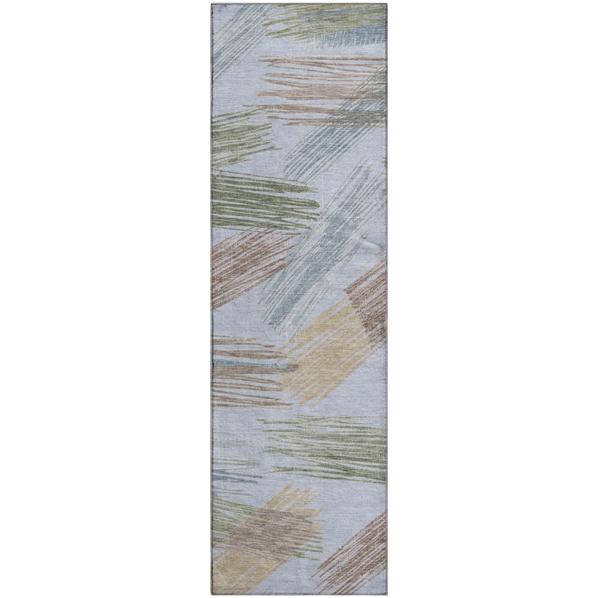 Bruges Machine Washable Transitional Sky Blue Rug 2'3" x 7'6" #shape_Runner