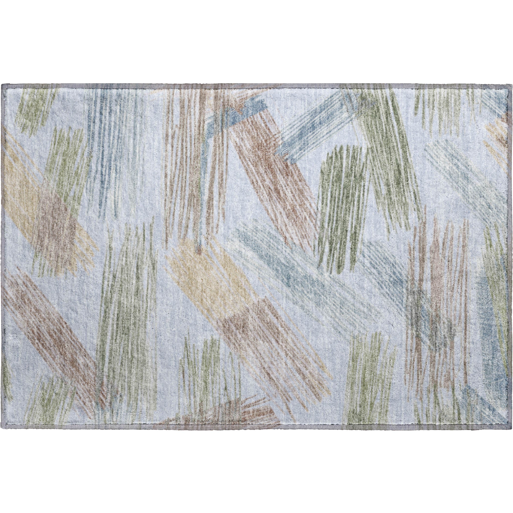 Bruges Machine Washable Transitional Sky Blue Rug 1'8" x 2'6" #shape_Rectangle