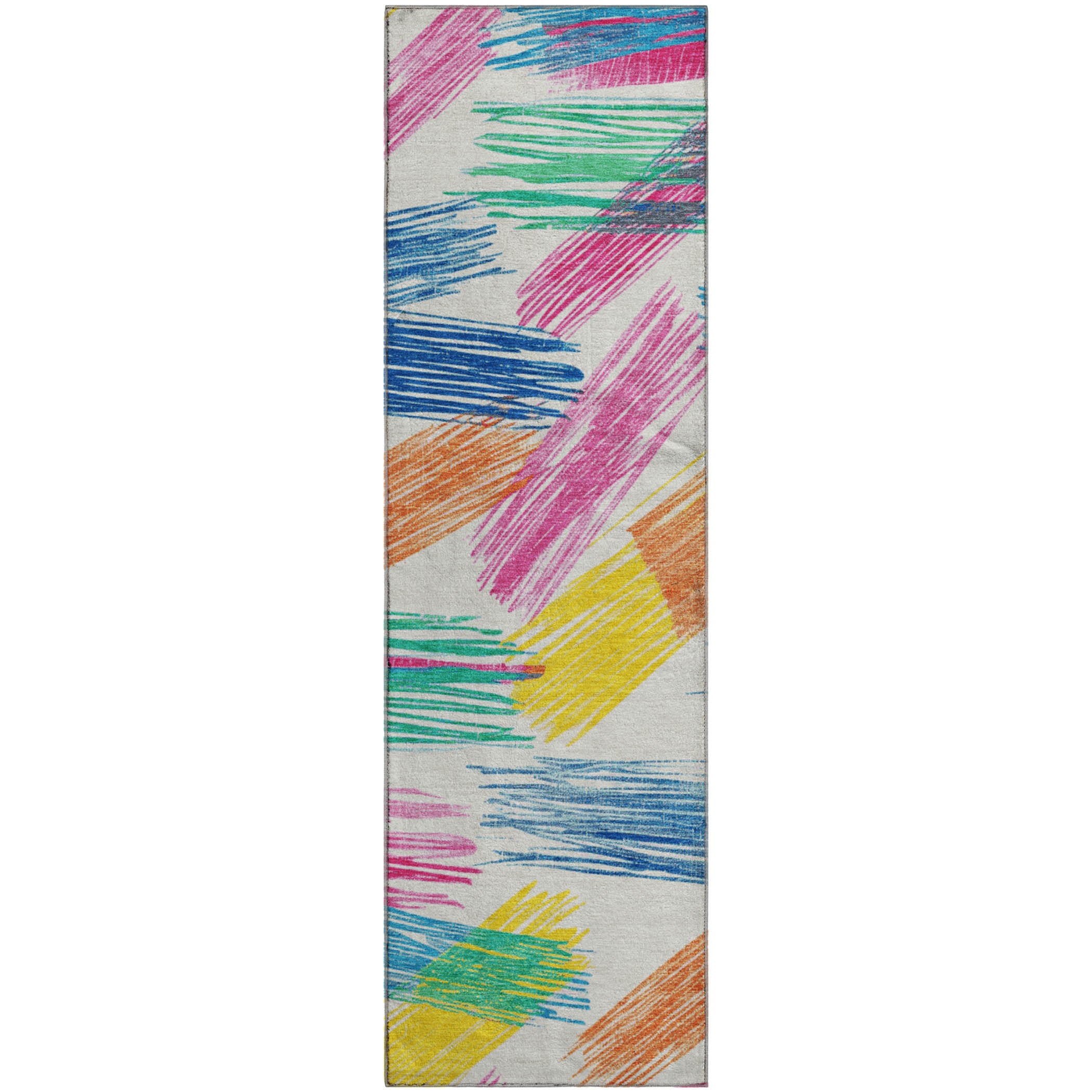 Bruges Machine Washable Transitional White Ivory Rug 2'3" x 7'6" #shape_Runner