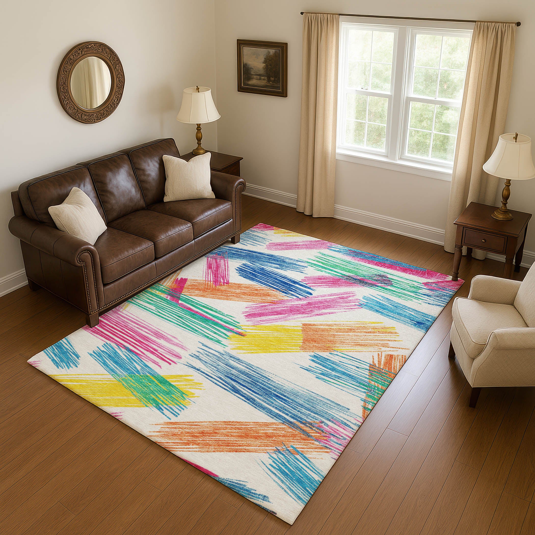 Bruges Machine Washable Transitional White Ivory Rug 2'6" x 3'10" #shape_Rectangle