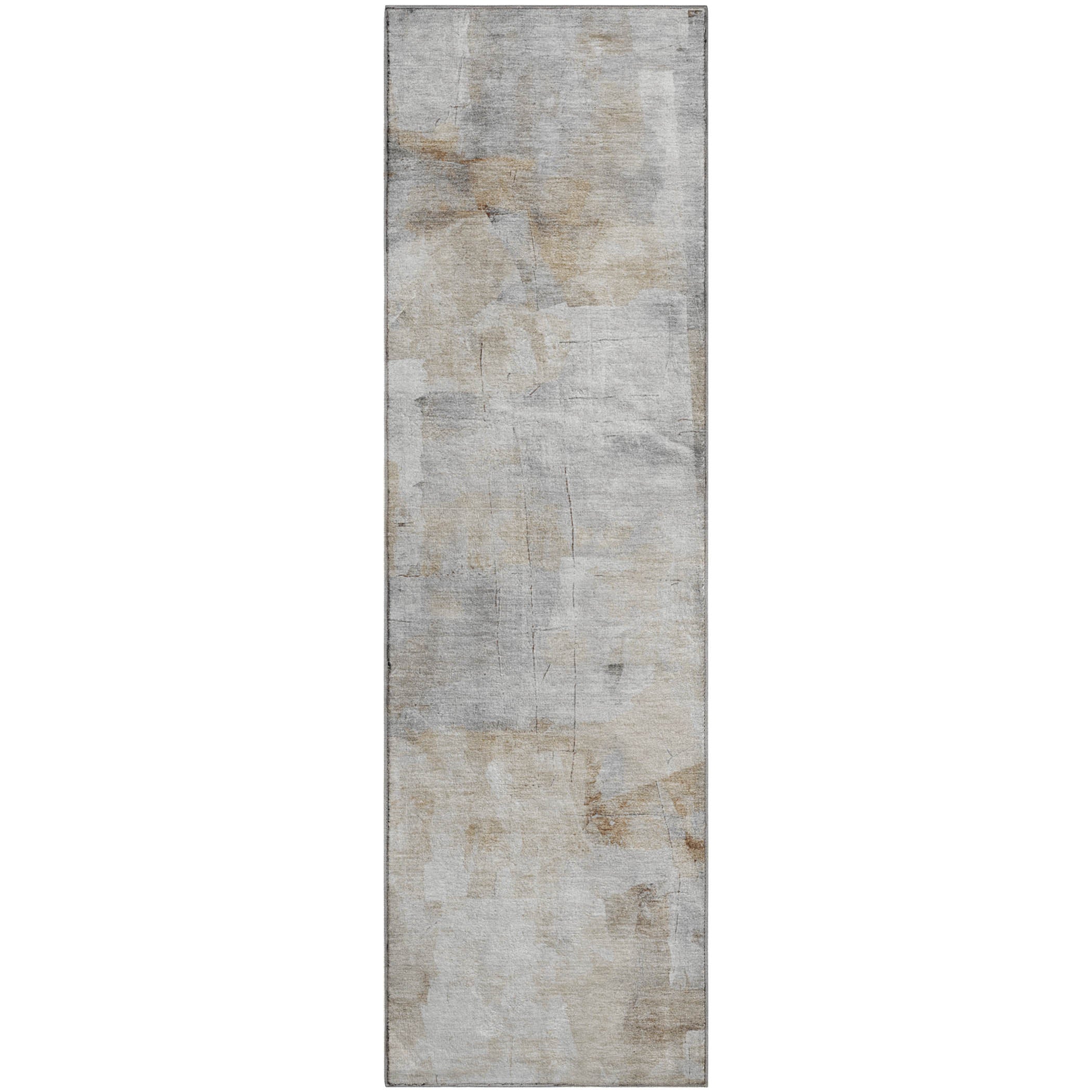 Dublin Machine Washable Transitional Beige Brown Rug 2'3" x 7'6" #shape_Runner