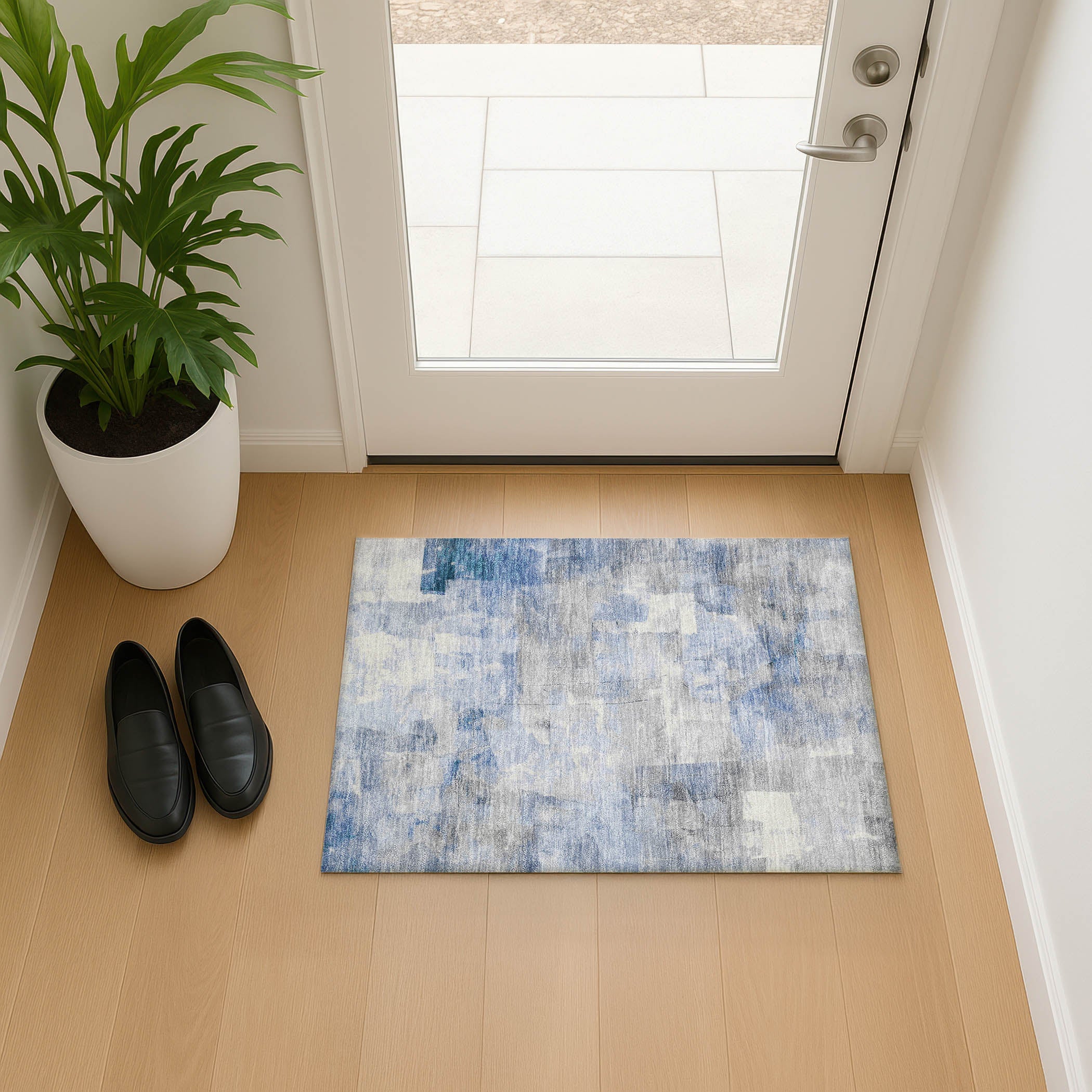 Dublin Machine Washable Transitional Denim Blue Rug 1'8" x 2'6" #shape_Rectangle
