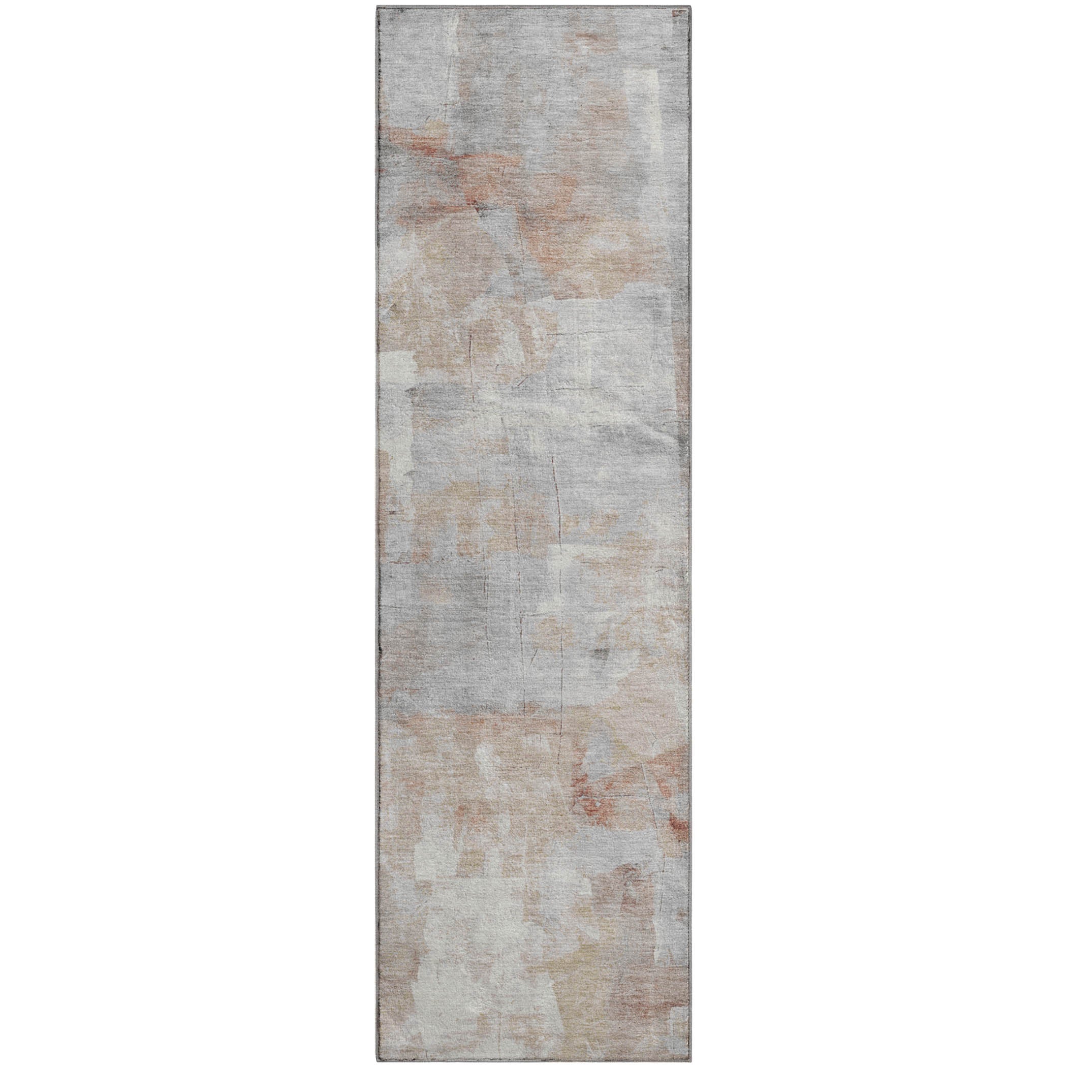 Dublin Machine Washable Transitional Paprika Orange Rug 2'3" x 7'6" #shape_Runner