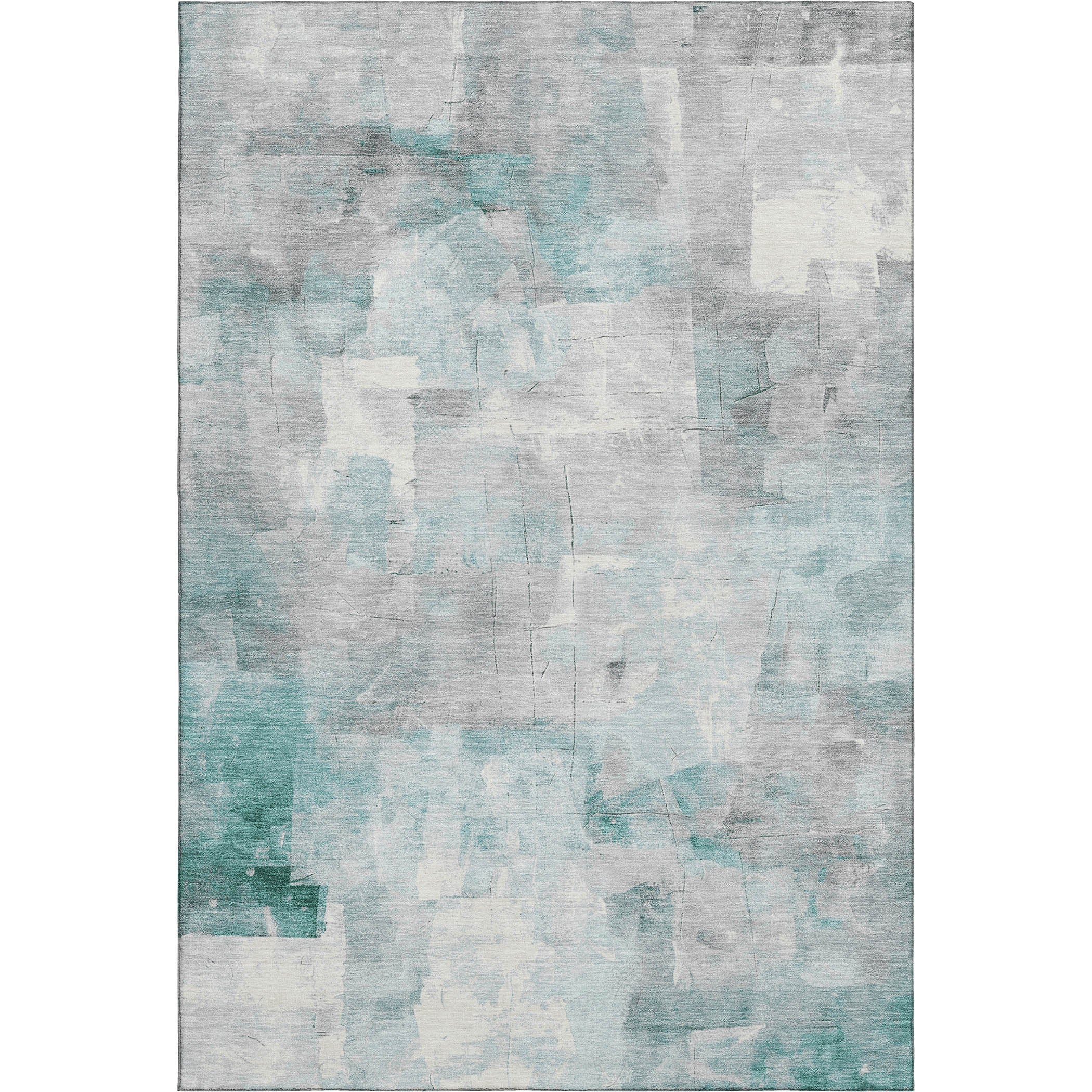 Dublin Machine Washable Transitional Teal Rug 2'6" x 3'10" #shape_Rectangle