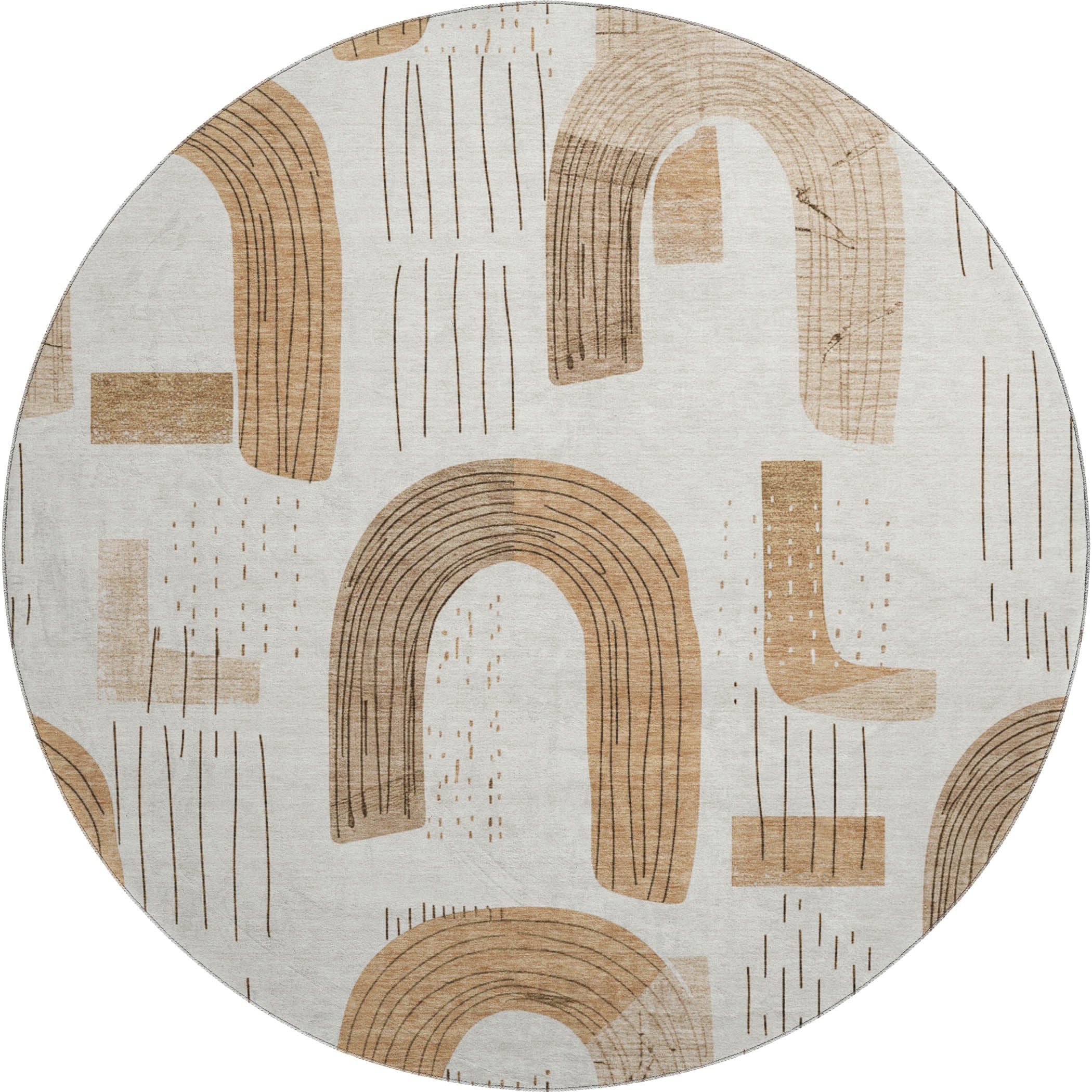 Sarajevo Machine Washable Transitional Ivory Rug 8' x 8' #shape_Round