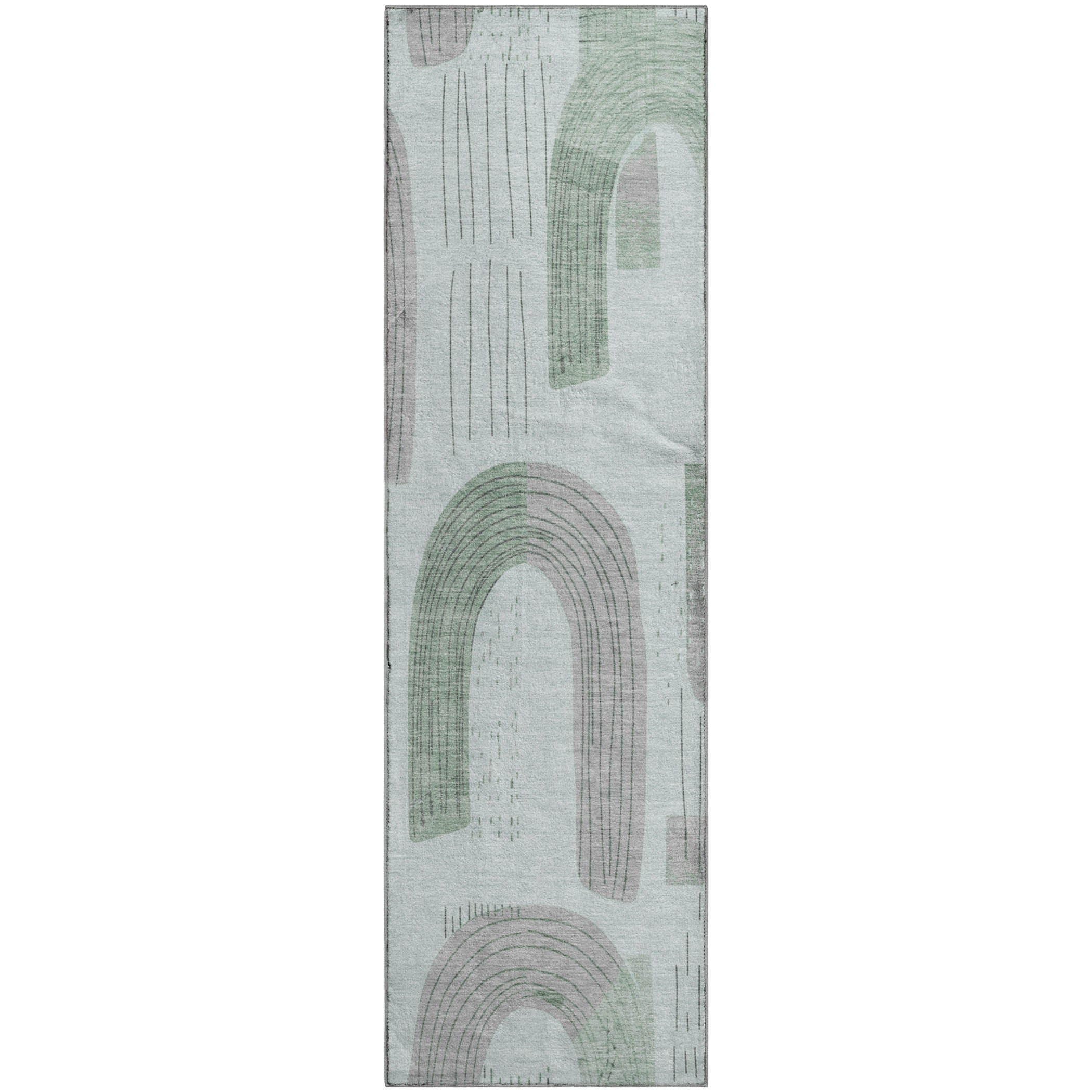Sarajevo Machine Washable Transitional Mint Green Rug 2'3" x 7'6" #shape_Runner