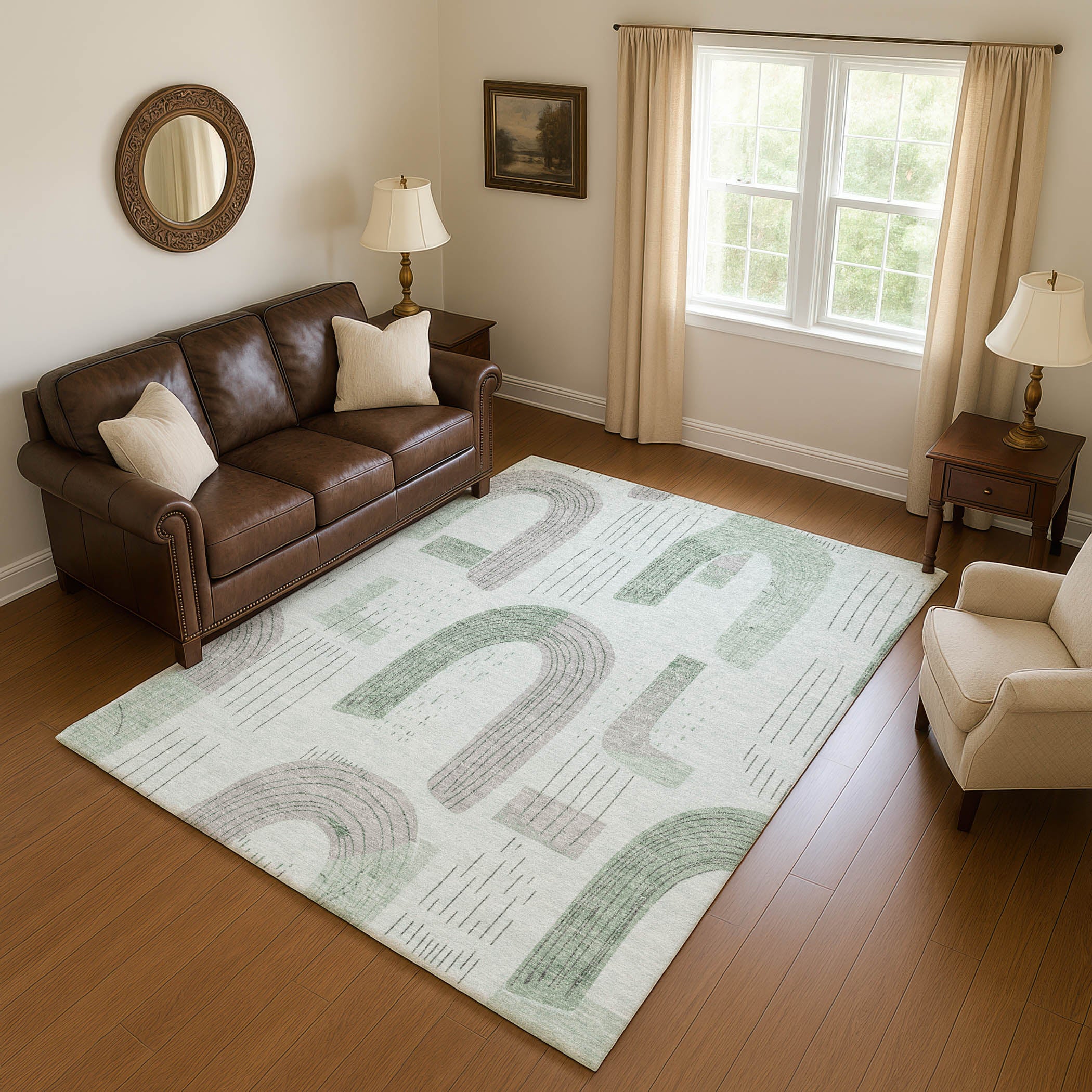 Sarajevo Machine Washable Transitional Mint Green Rug 2'6" x 3'10" #shape_Rectangle