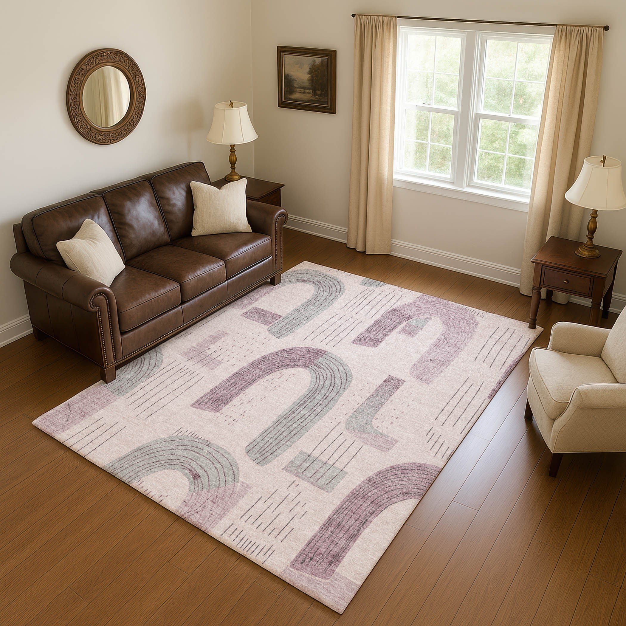 Sarajevo Machine Washable Transitional Pink Rug 2'6" x 3'10" #shape_Rectangle