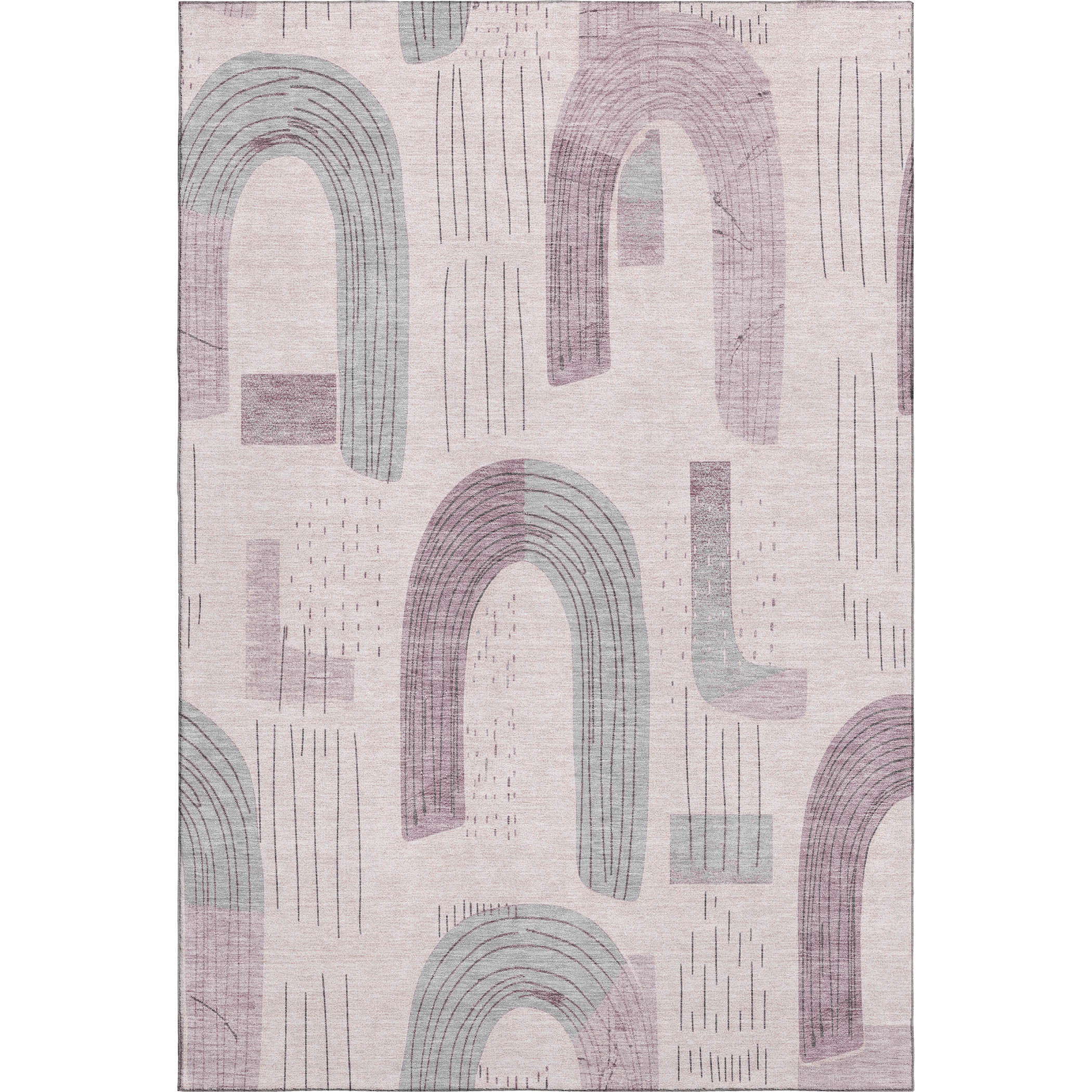Sarajevo Machine Washable Transitional Pink Rug 2'6" x 3'10" #shape_Rectangle