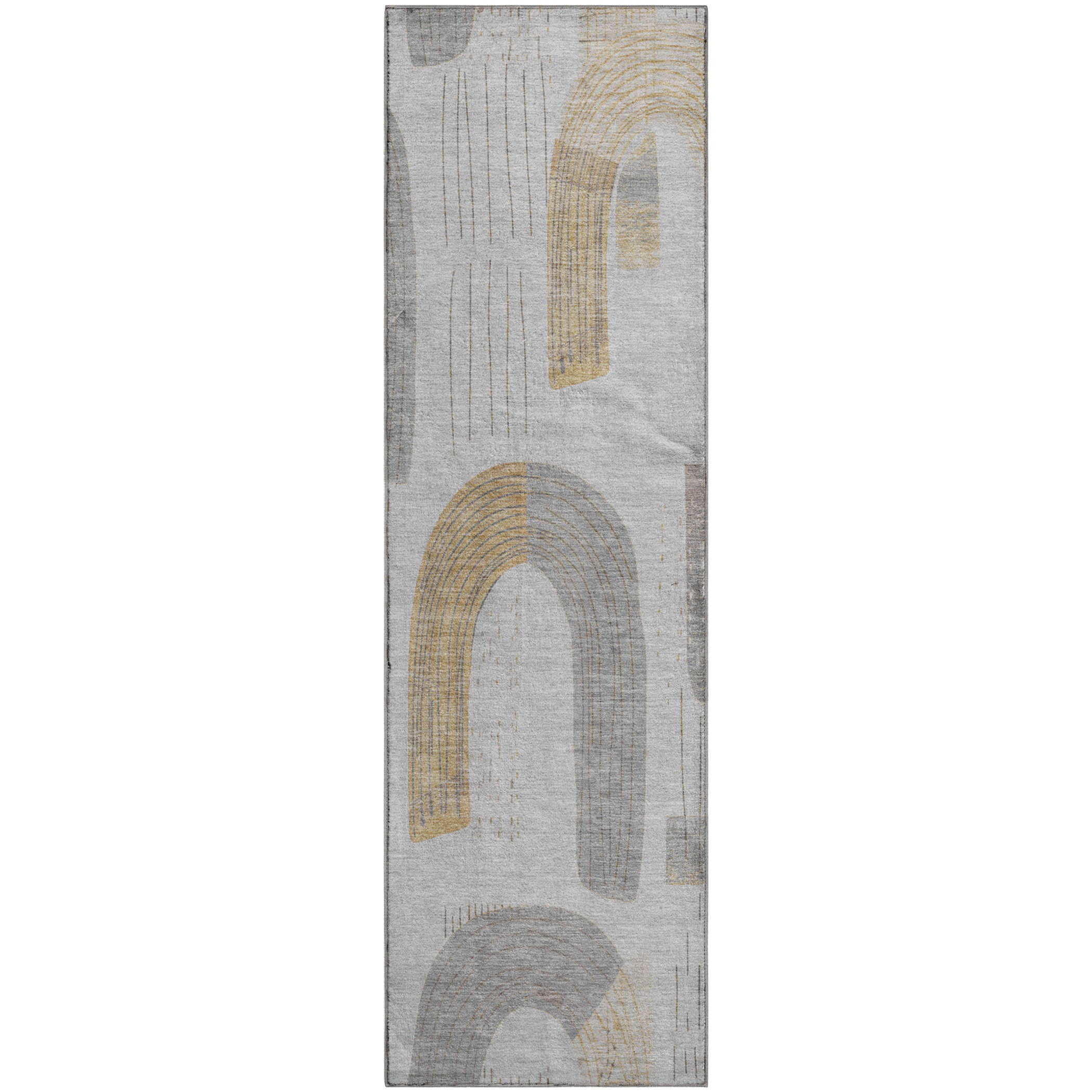 Sarajevo Machine Washable Transitional Silver Gray Rug 2'3" x 7'6" #shape_Runner