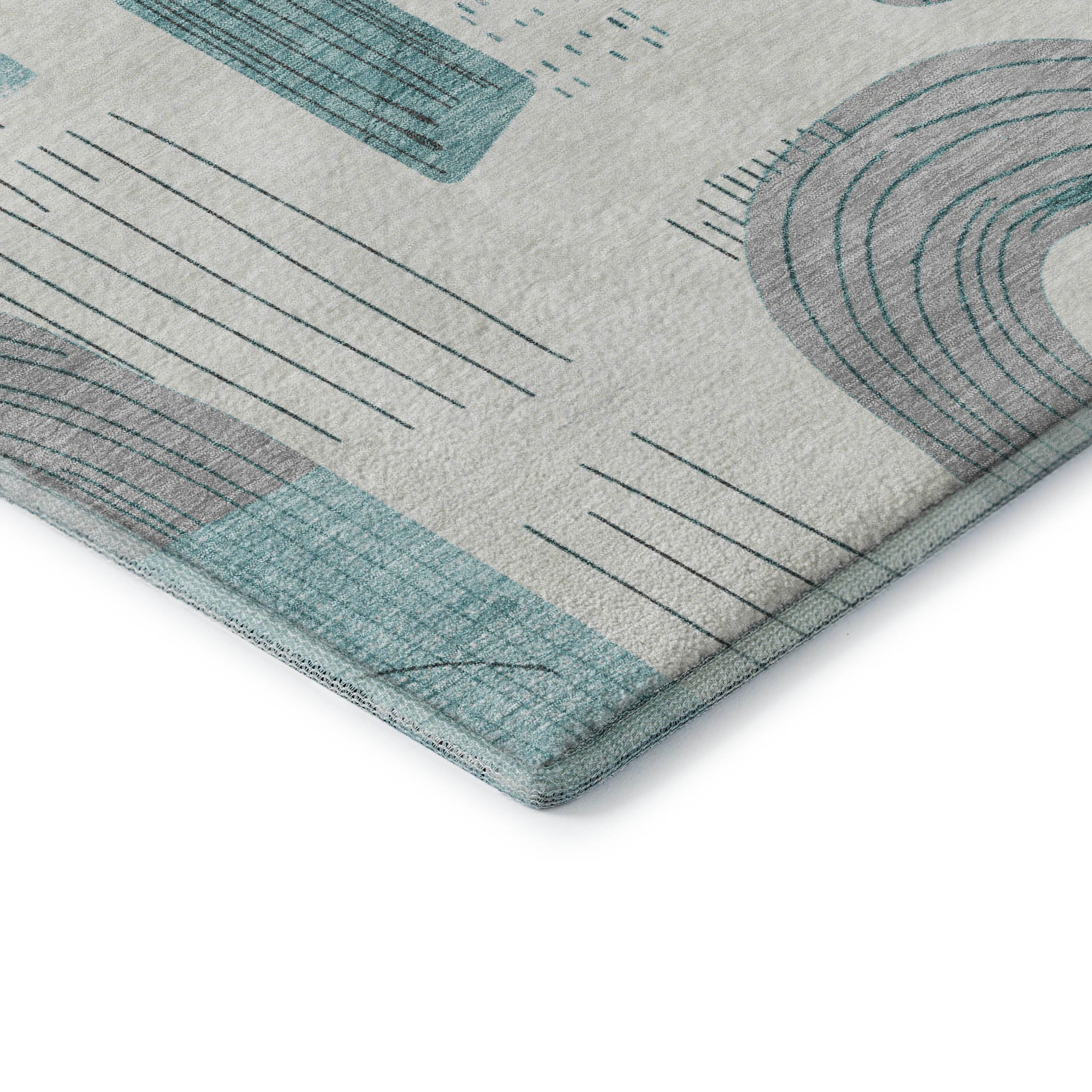 Sarajevo Machine Washable Transitional Teal Rug 1'8" x 2'6" #shape_Rectangle
