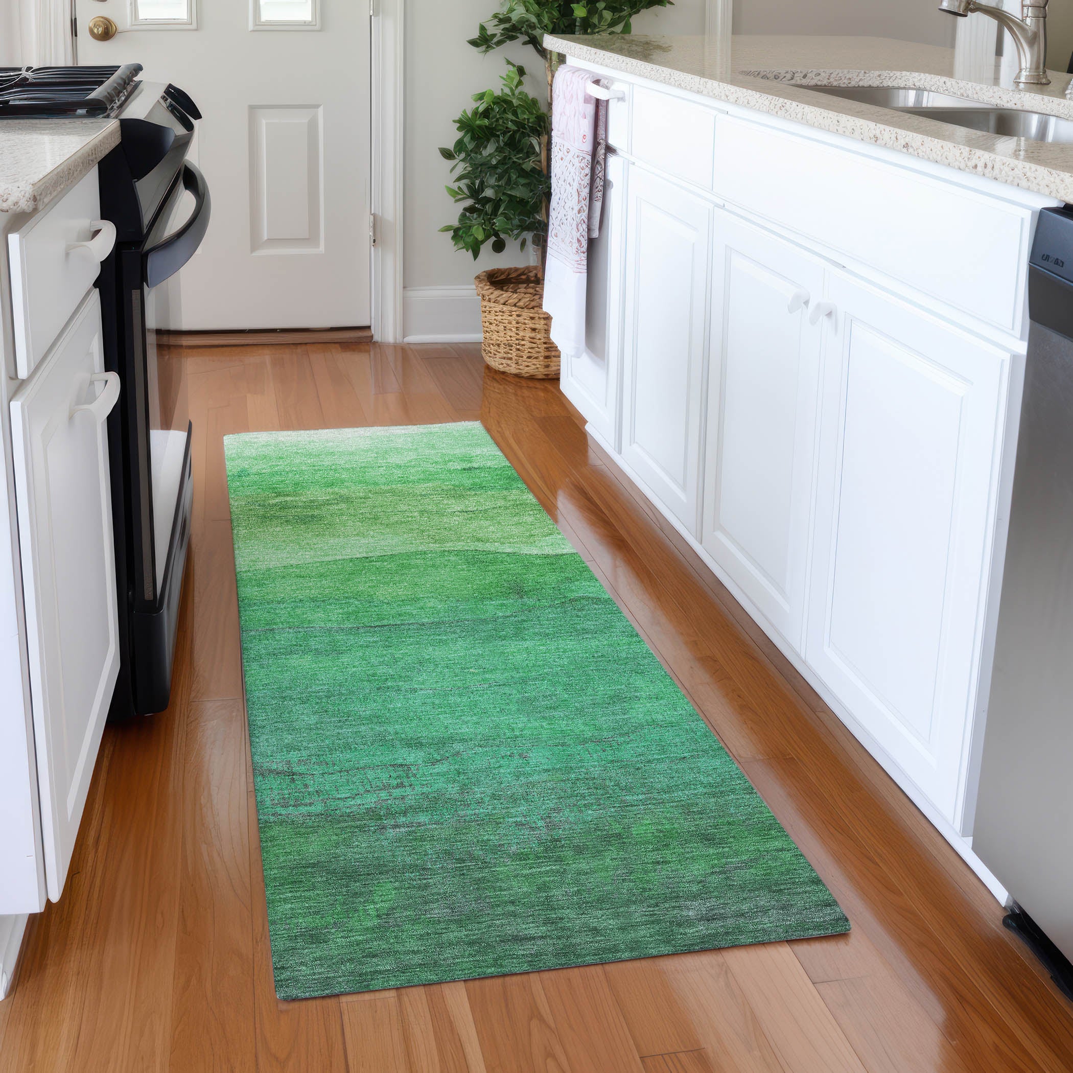 Jaipur Machine Washable Transitional Green Rug 2'3" x 7'6" #shape_Runner