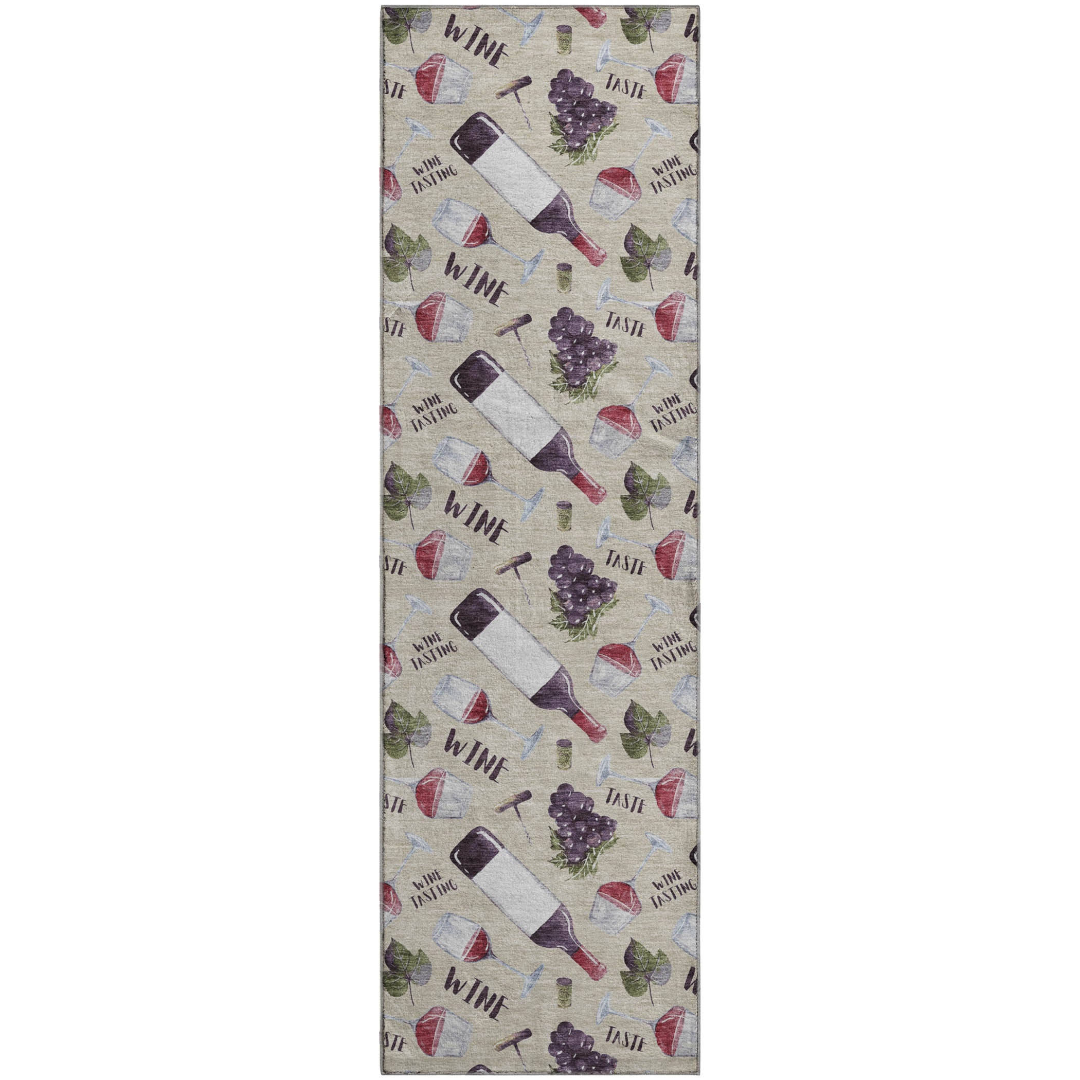 Bergen Machine Washable Kitchen Ivory Rug 2'3" x 7'6" #shape_Runner