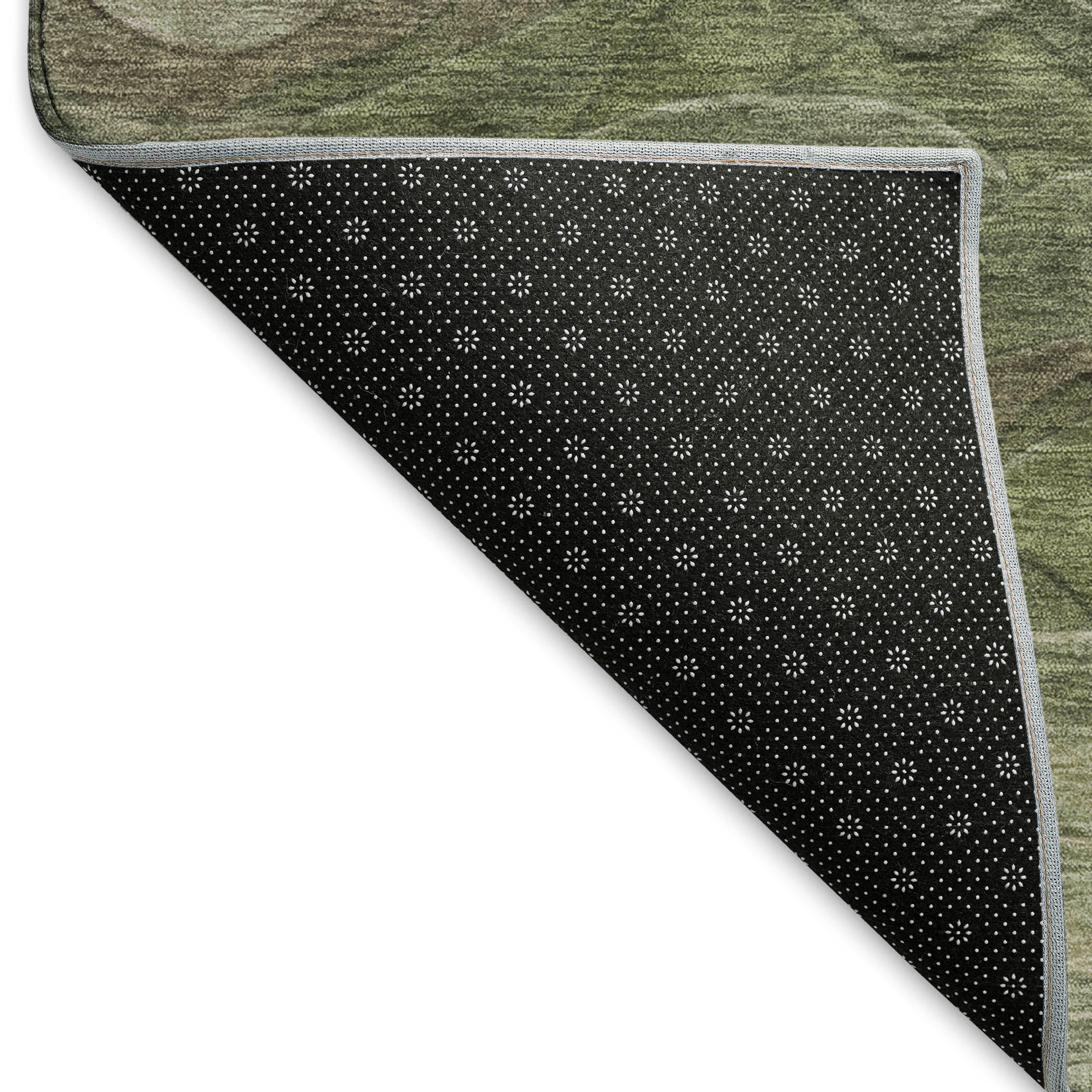 Hoi An Machine Washable Transitional Green Rug 1'8" x 2'6" #shape_Rectangle