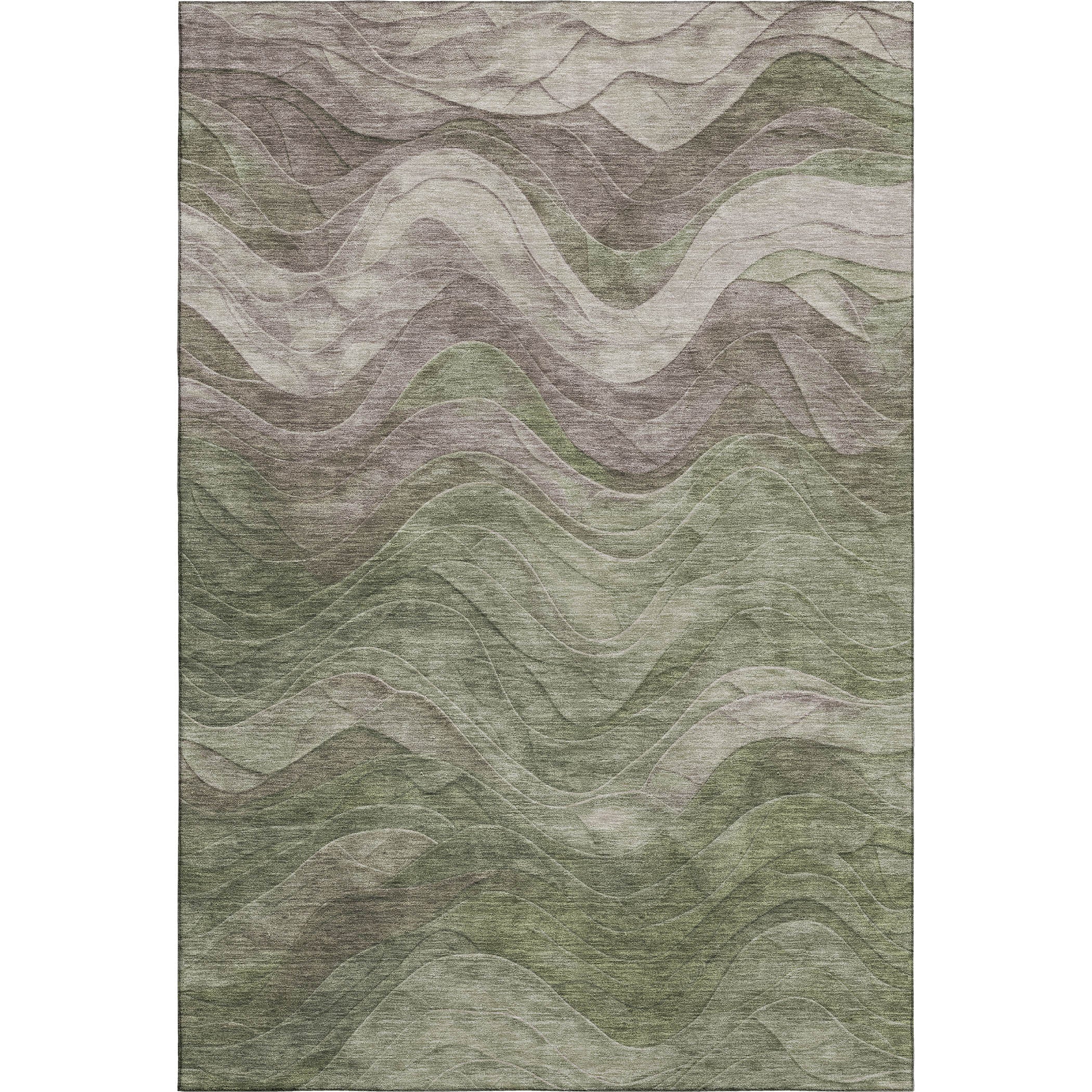 Hoi An Machine Washable Transitional Green Rug 2'6" x 3'10" #shape_Rectangle