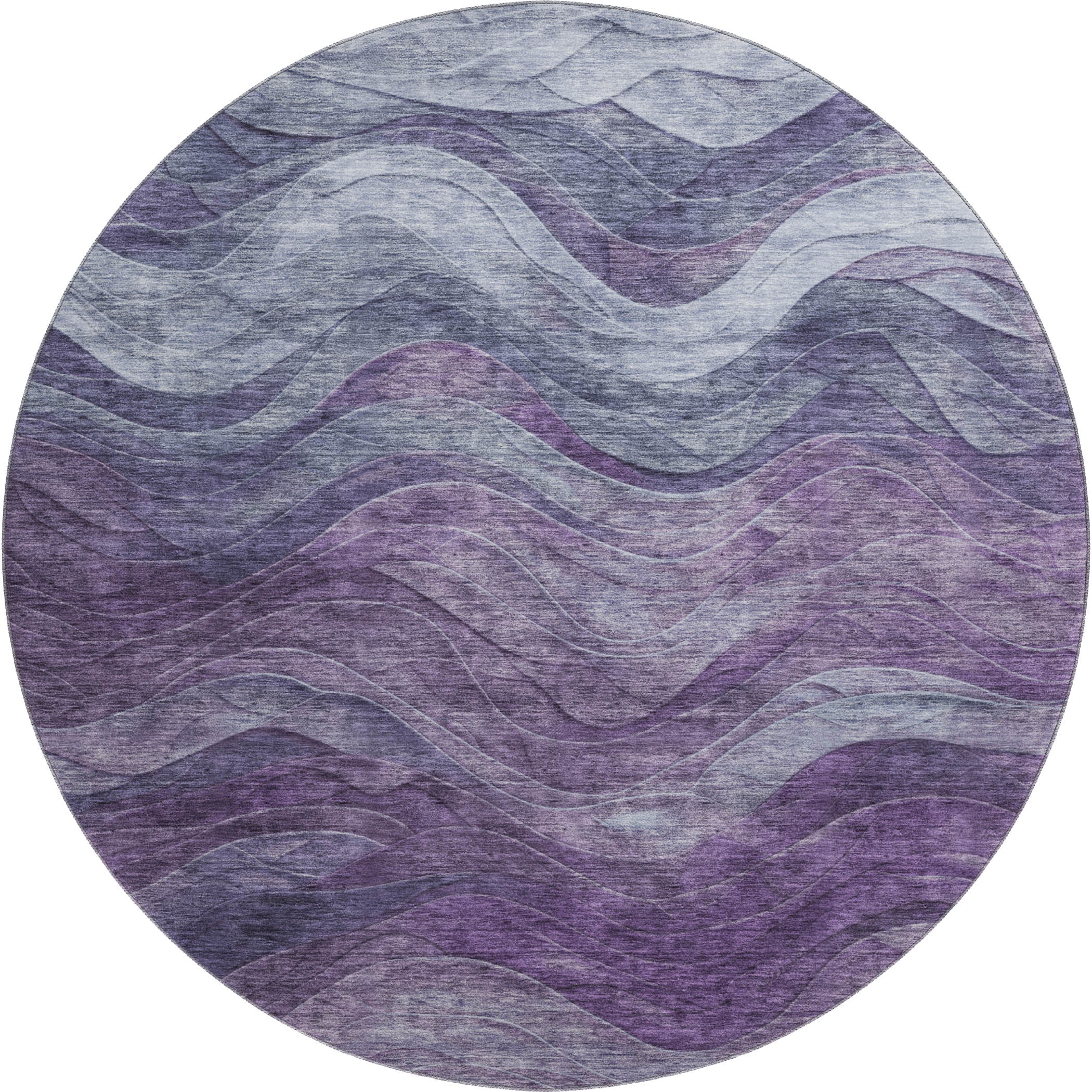 Hoi An Machine Washable Transitional Purple Rug 8' x 8' #shape_Round