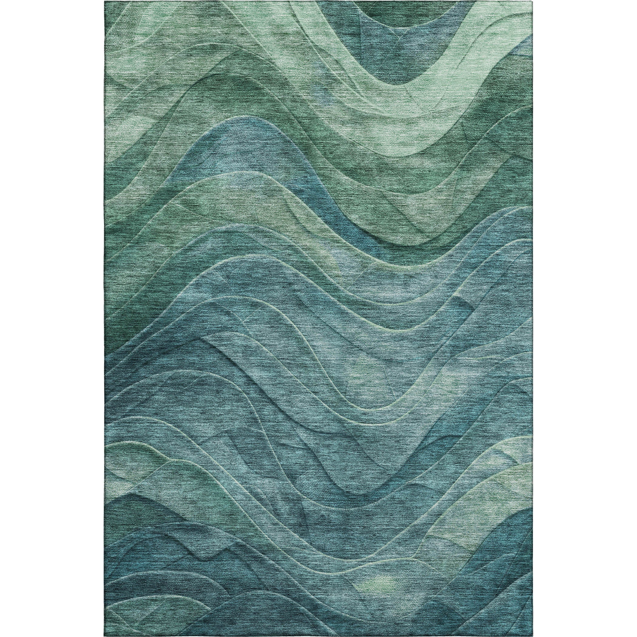 Hoi An Machine Washable Transitional Teal Rug 2'6" x 3'10" #shape_Rectangle