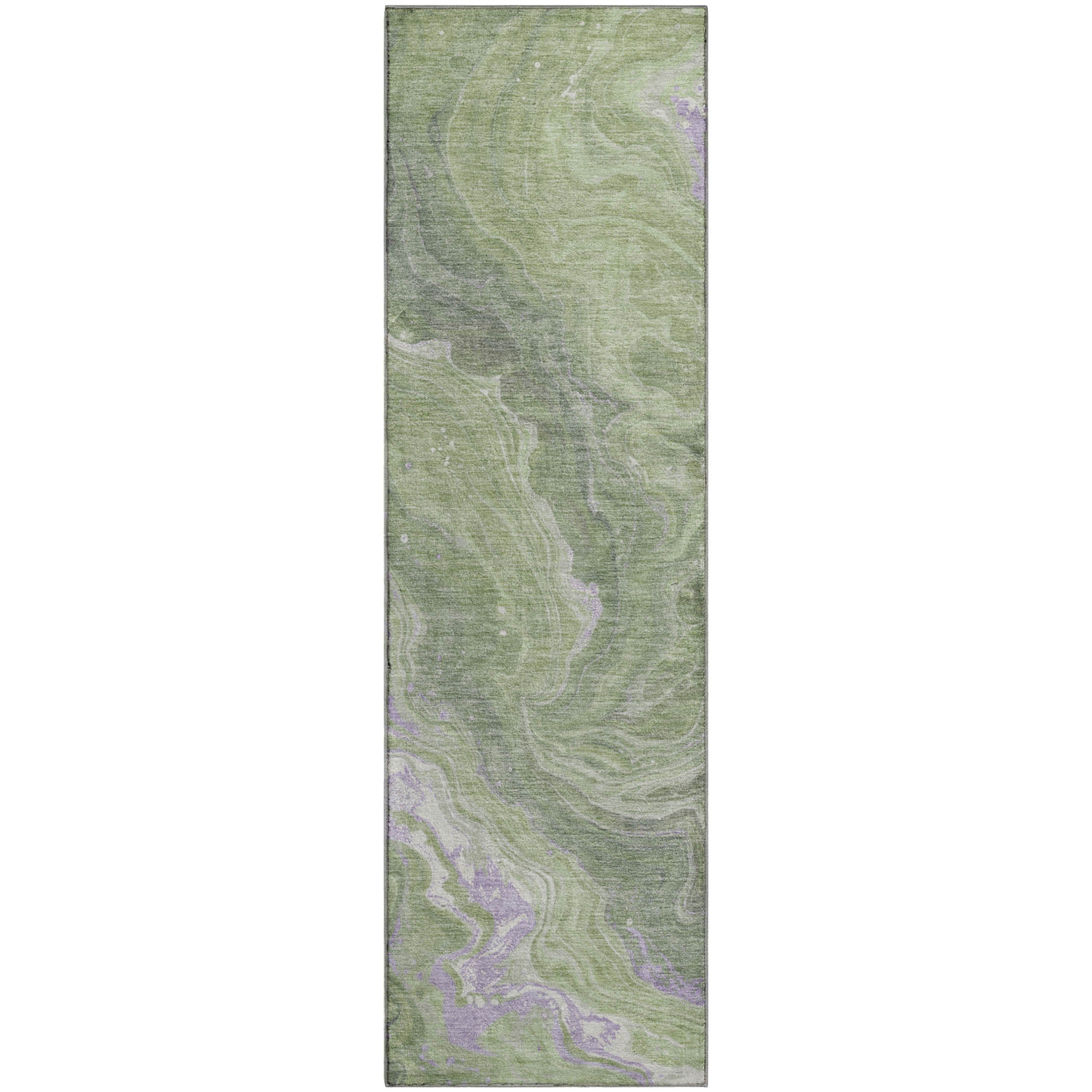 Lima Machine Washable Transitional Aloe Green Rug 2'3" x 7'6" #shape_Runner