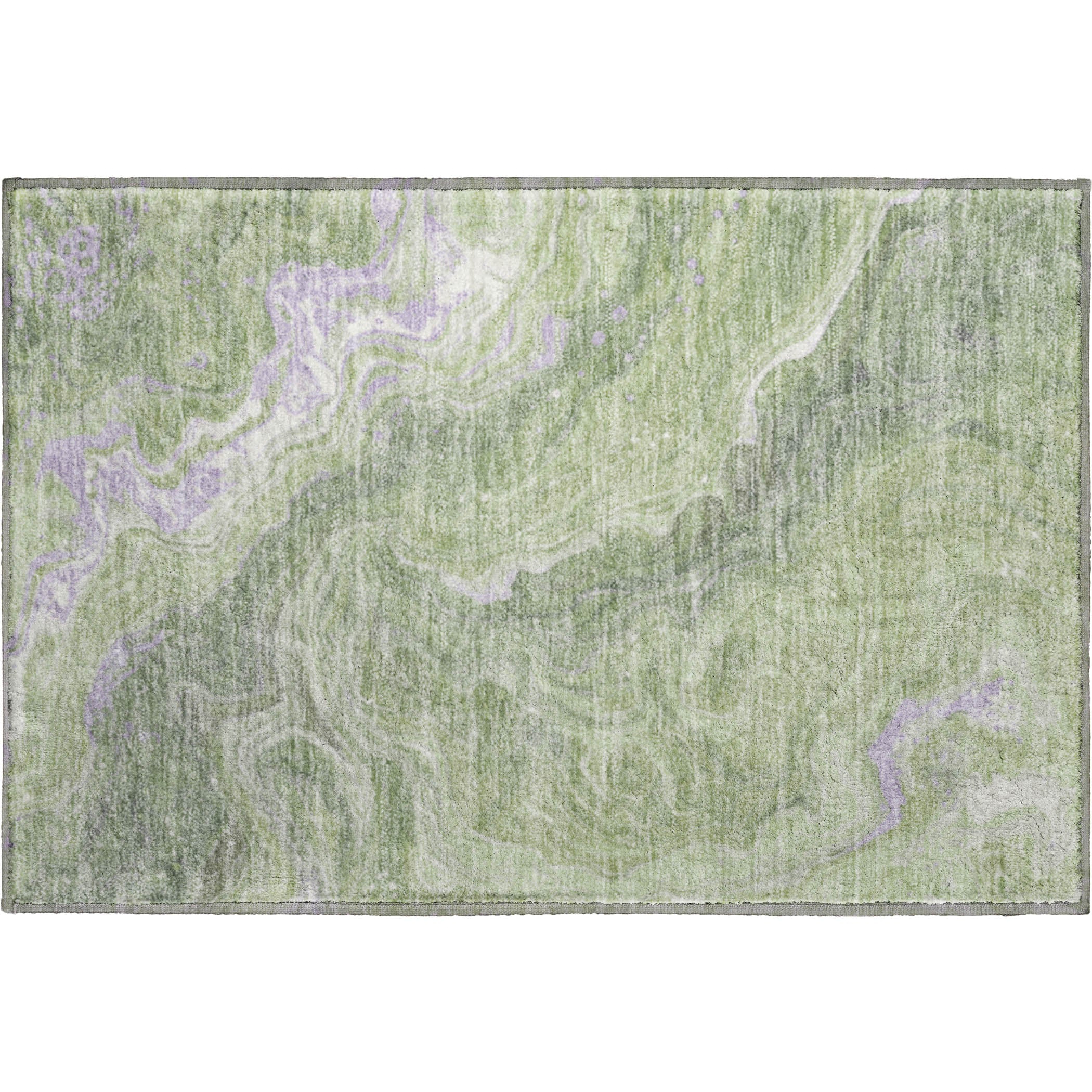 Lima Machine Washable Transitional Aloe Green Rug 1'8" x 2'6" #shape_Rectangle