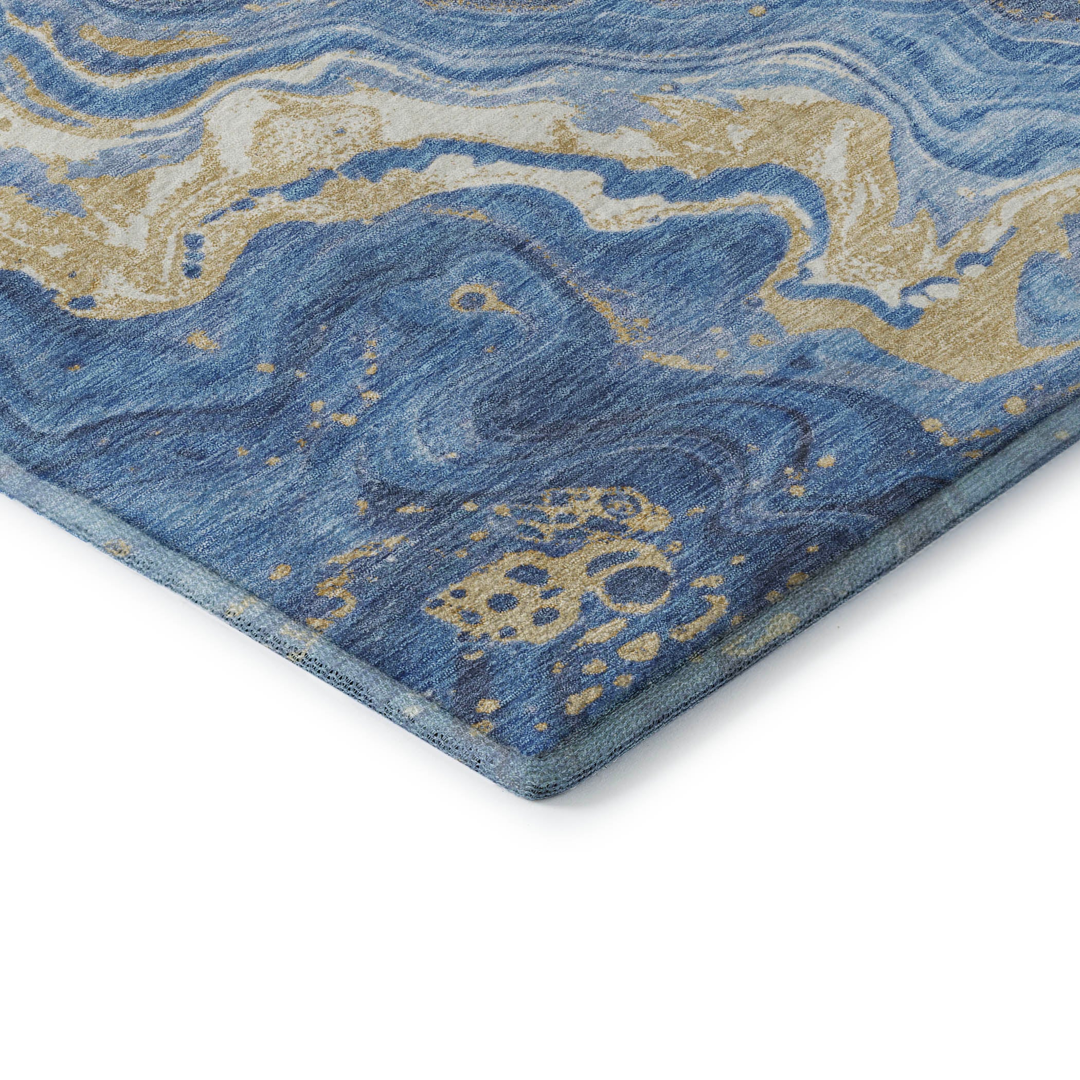 Lima Machine Washable Transitional Blue Rug 1'8" x 2'6" #shape_Rectangle