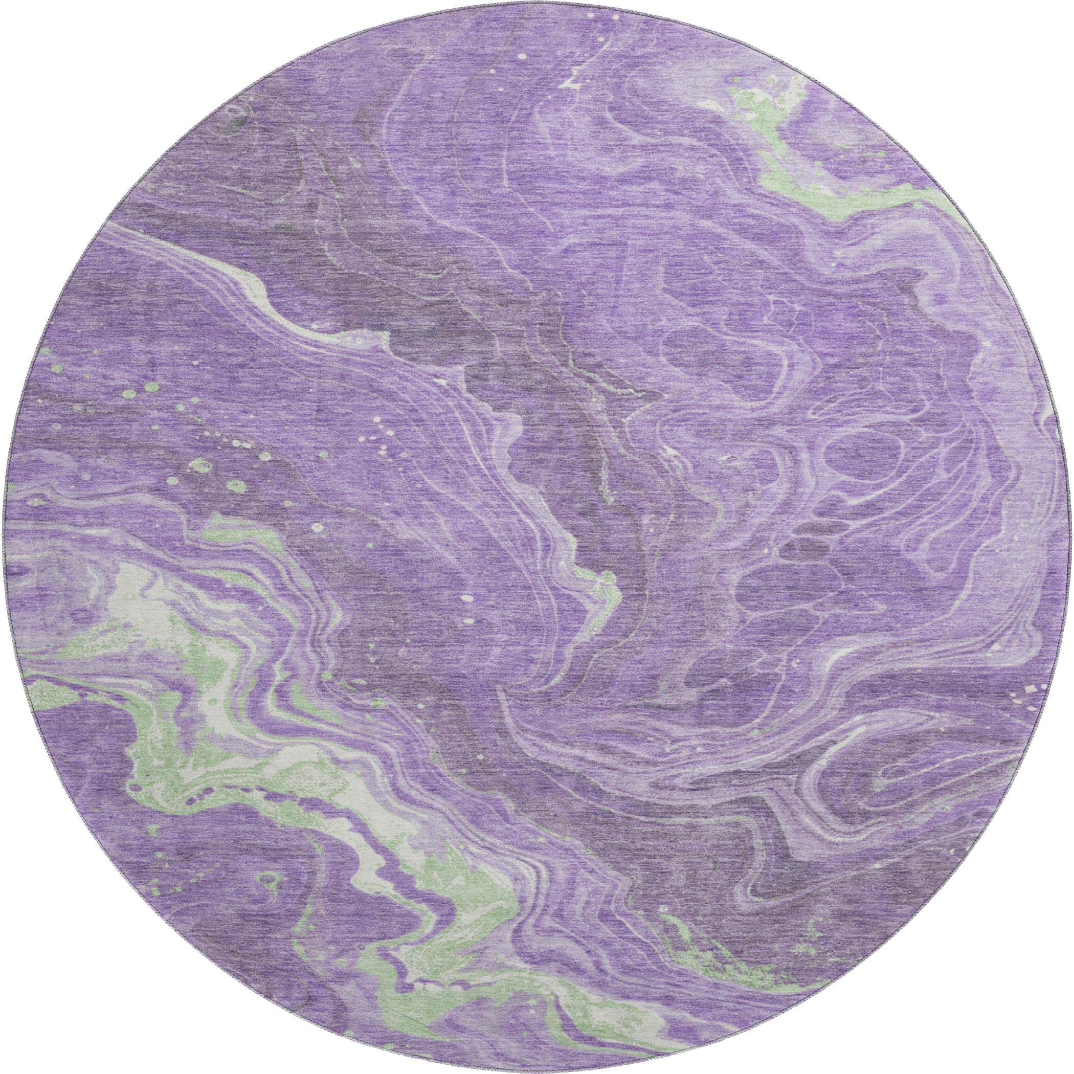 Lima Machine Washable Transitional Purple Rug 8' x 8' #shape_Round