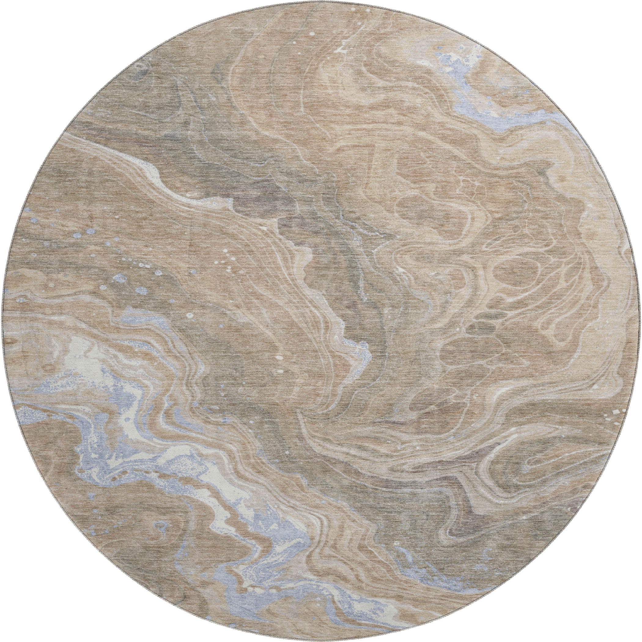 Lima Machine Washable Transitional Taupe Brown Rug 8' x 8' #shape_Round