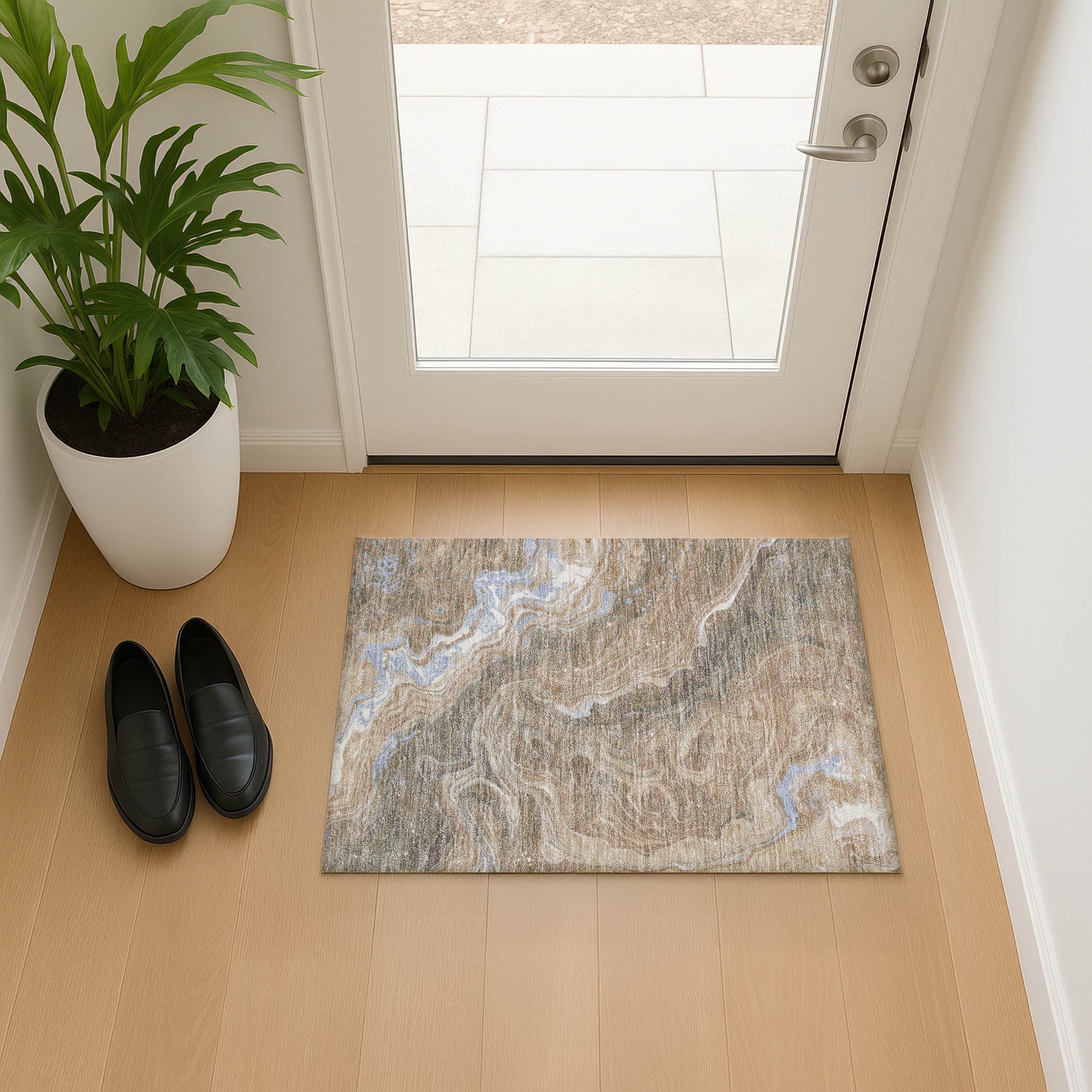 Lima Machine Washable Transitional Taupe Brown Rug 1'8" x 2'6" #shape_Rectangle