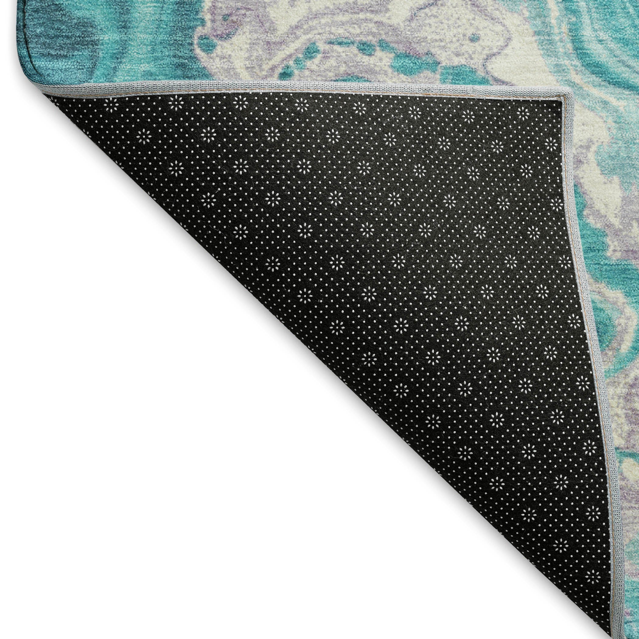 Lima Machine Washable Transitional Teal Rug 1'8" x 2'6" #shape_Rectangle
