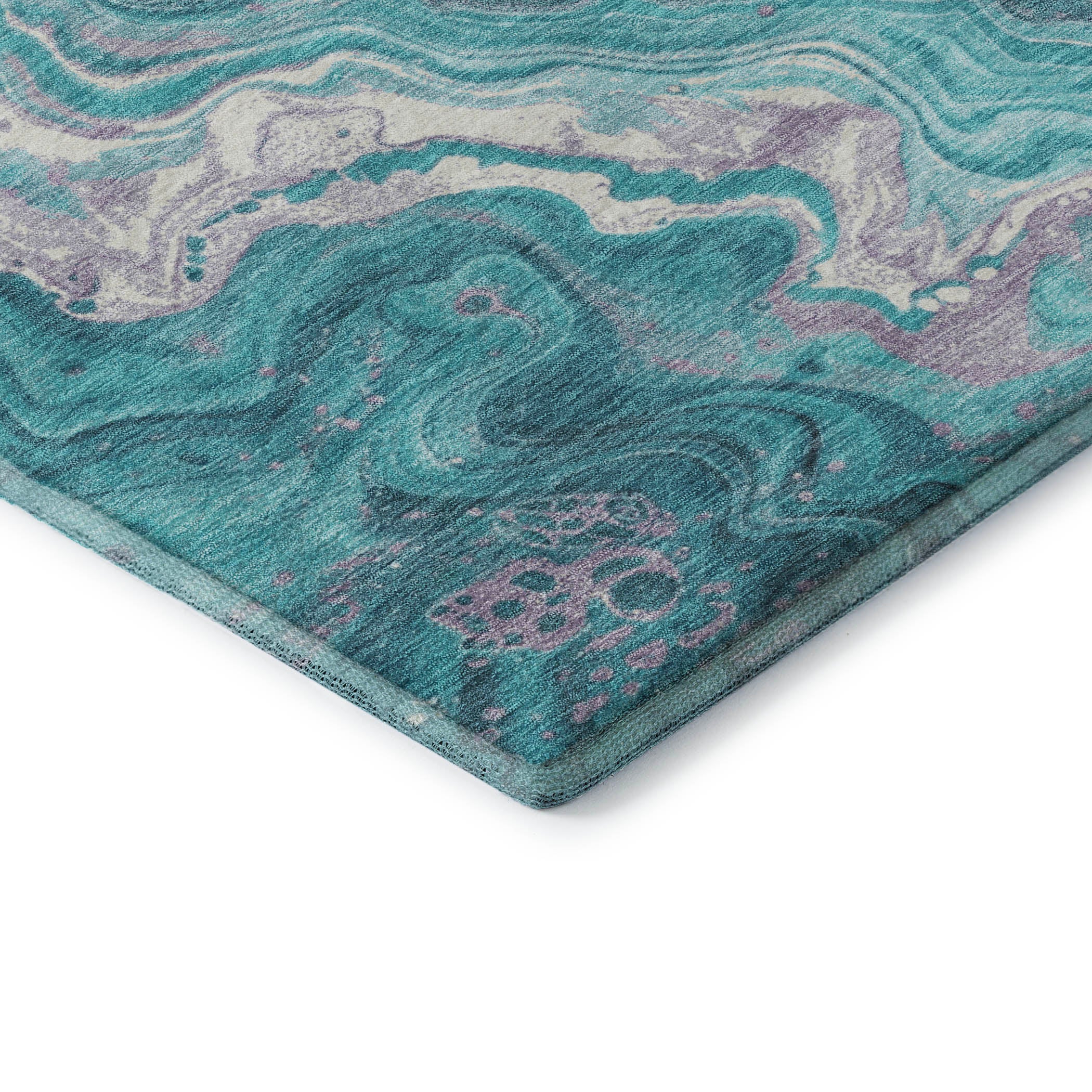 Lima Machine Washable Transitional Teal Rug 1'8" x 2'6" #shape_Rectangle
