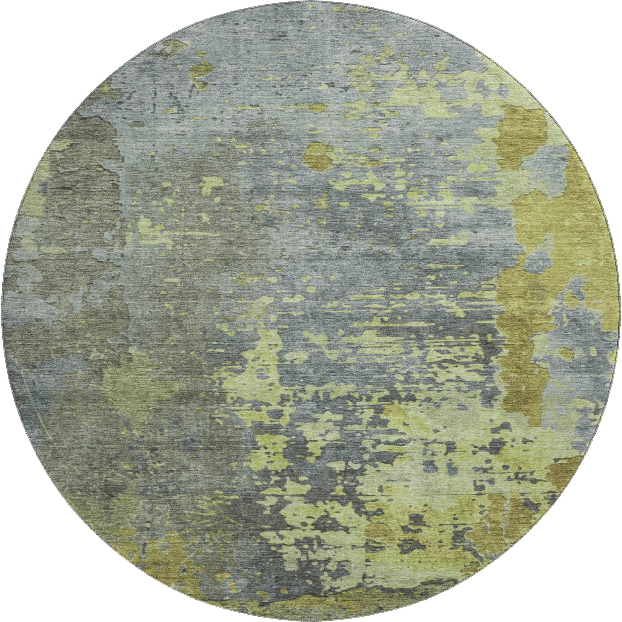 Chiang Mai Machine Washable Transitional Cactus Green Rug 8' x 8' #shape_Round
