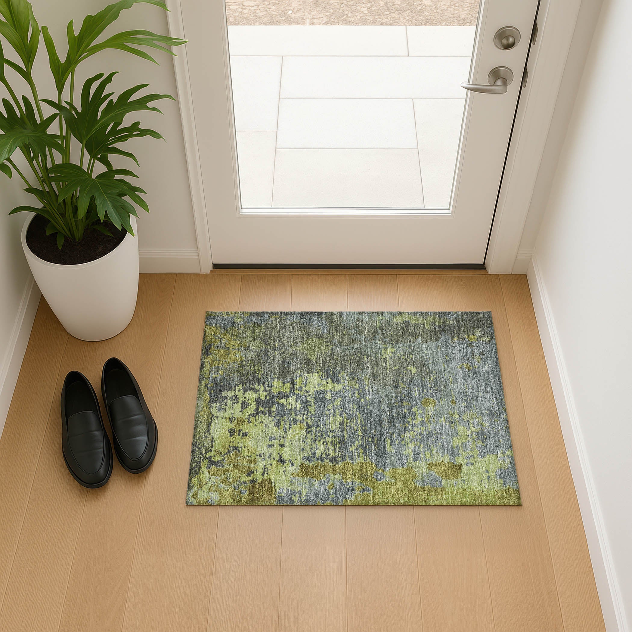 Chiang Mai Machine Washable Transitional Cactus Green Rug 1'8" x 2'6" #shape_Rectangle
