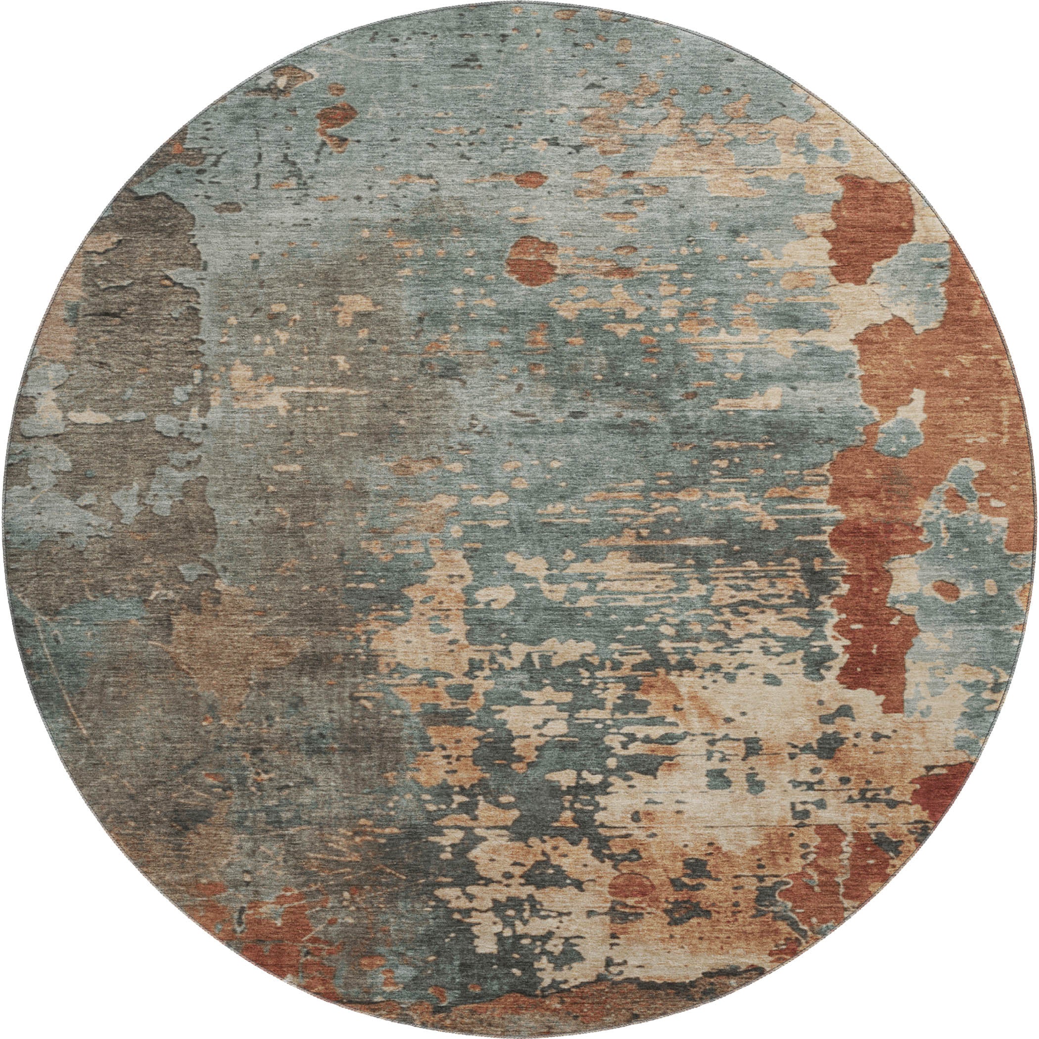 Chiang Mai Machine Washable Transitional Seafoam Blue Rug 8' x 8' #shape_Round